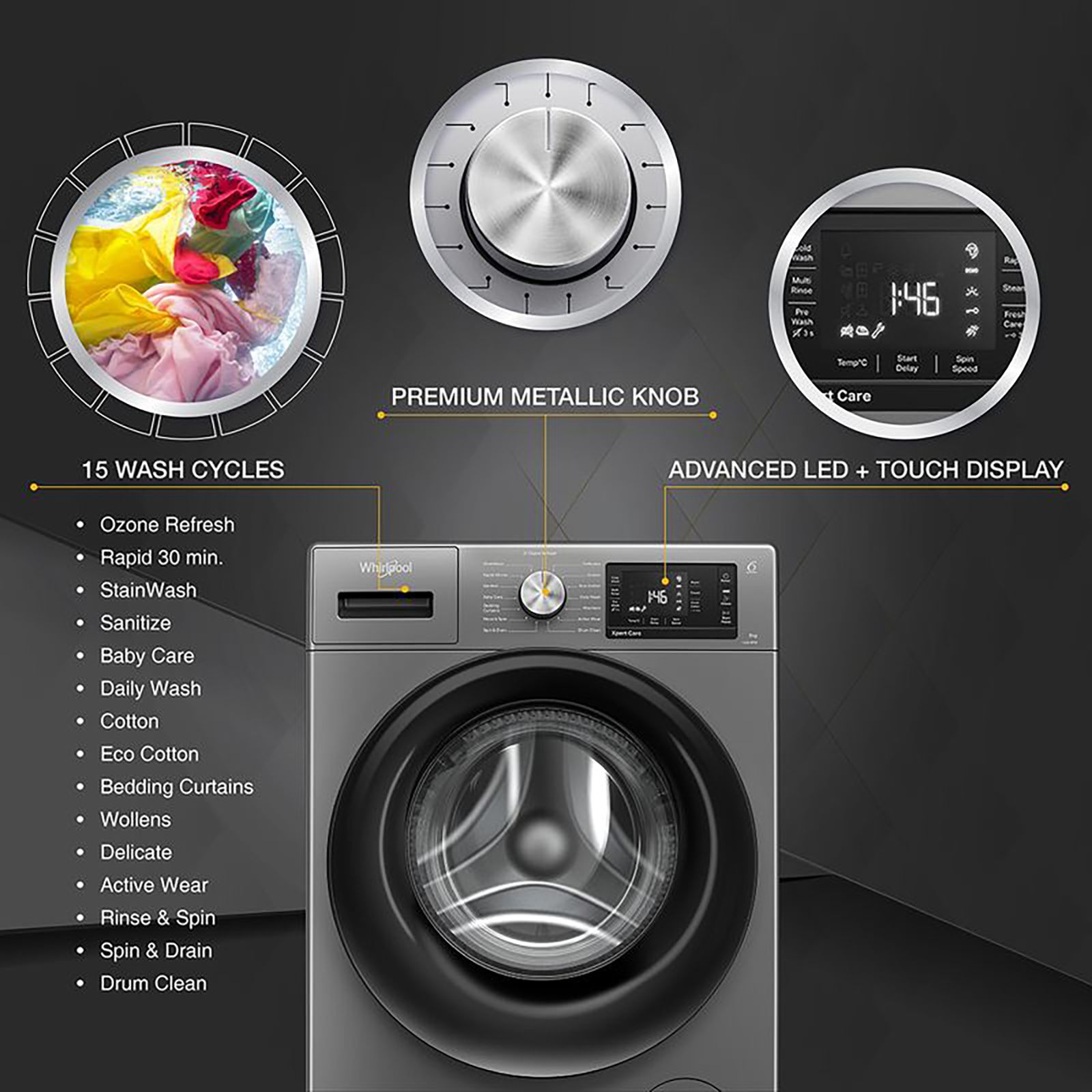 Whirlpool 9 kg 5 Star Inverter Fully Automatic Front Load Washing Machine (XPERT CARE OZONE, XO9012BYV53E, In-built Heater, Volcano Grey)_9
