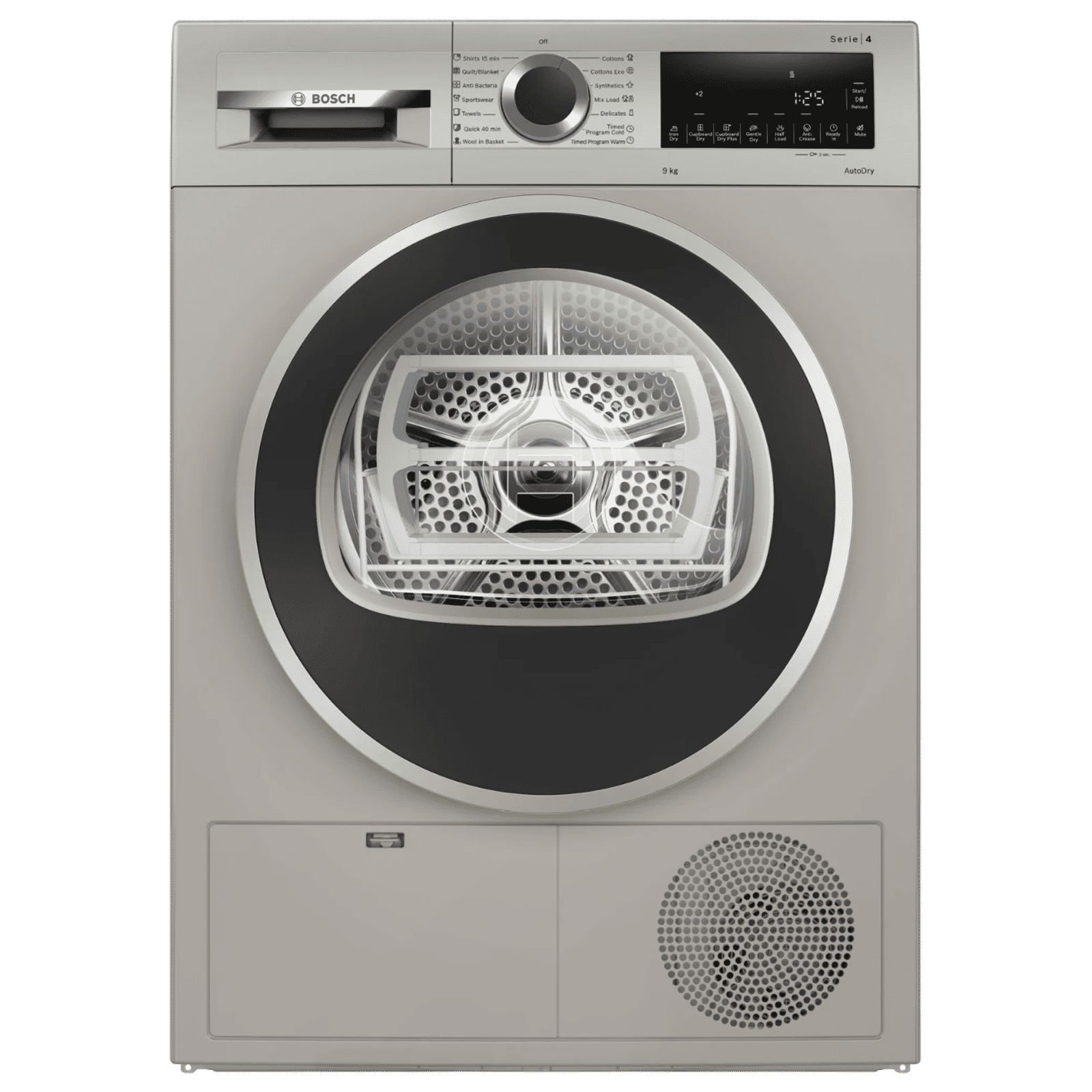 BOSCH 9 kg Fully Automatic Front Load Dryer (Series 4, WPG24108IN, In-Built Heater, Silver Inox)_1