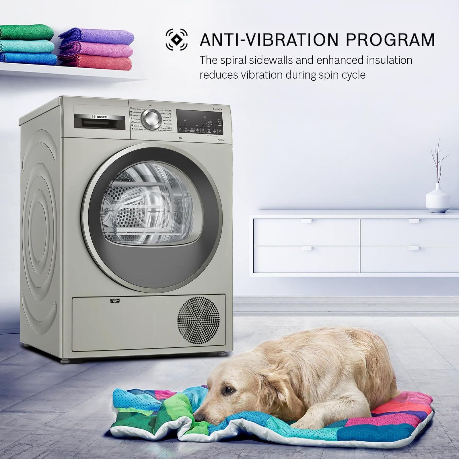 BOSCH 9 kg Fully Automatic Front Load Dryer (Series 4, WPG24108IN, In-Built Heater, Silver Inox)_6