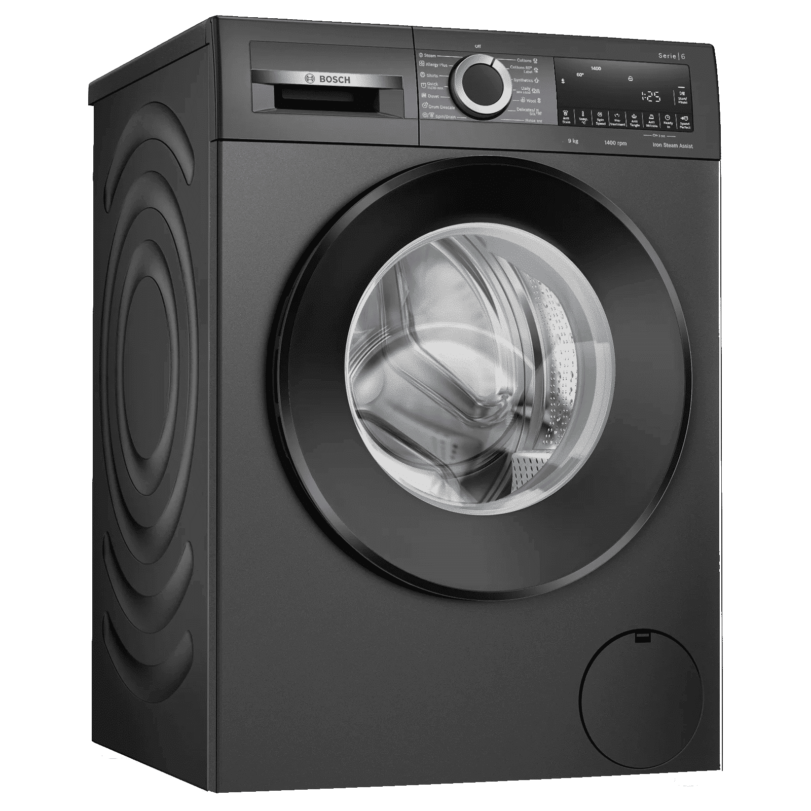 BOSCH 9 kg Fully Automatic Front Load Washing Machine (Series 6, WGA244ZTIN, Anti Wrinkle Feature, Black Grey)_5