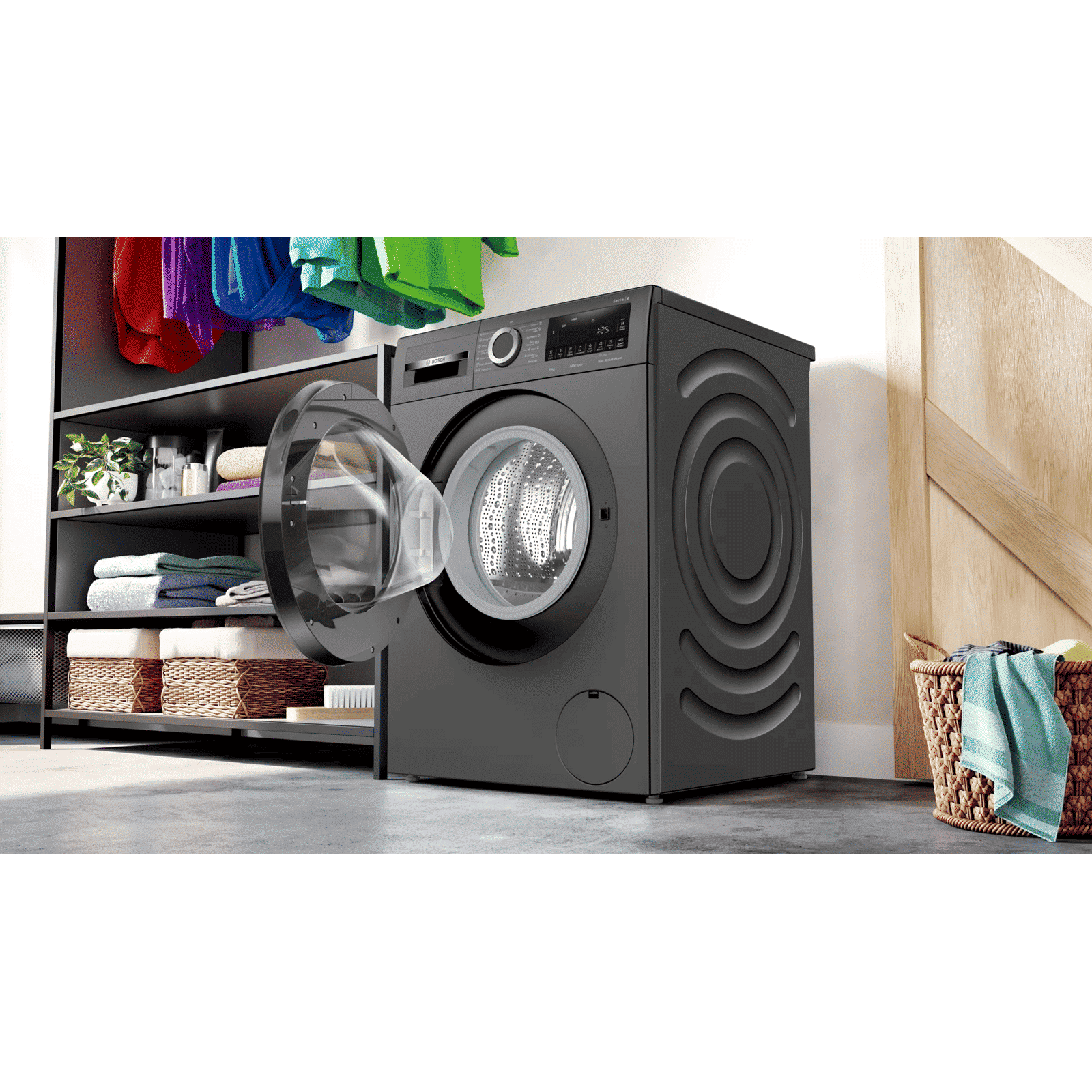 BOSCH 9 kg Fully Automatic Front Load Washing Machine (Series 6, WGA244ZTIN, Anti Wrinkle Feature, Black Grey)_8