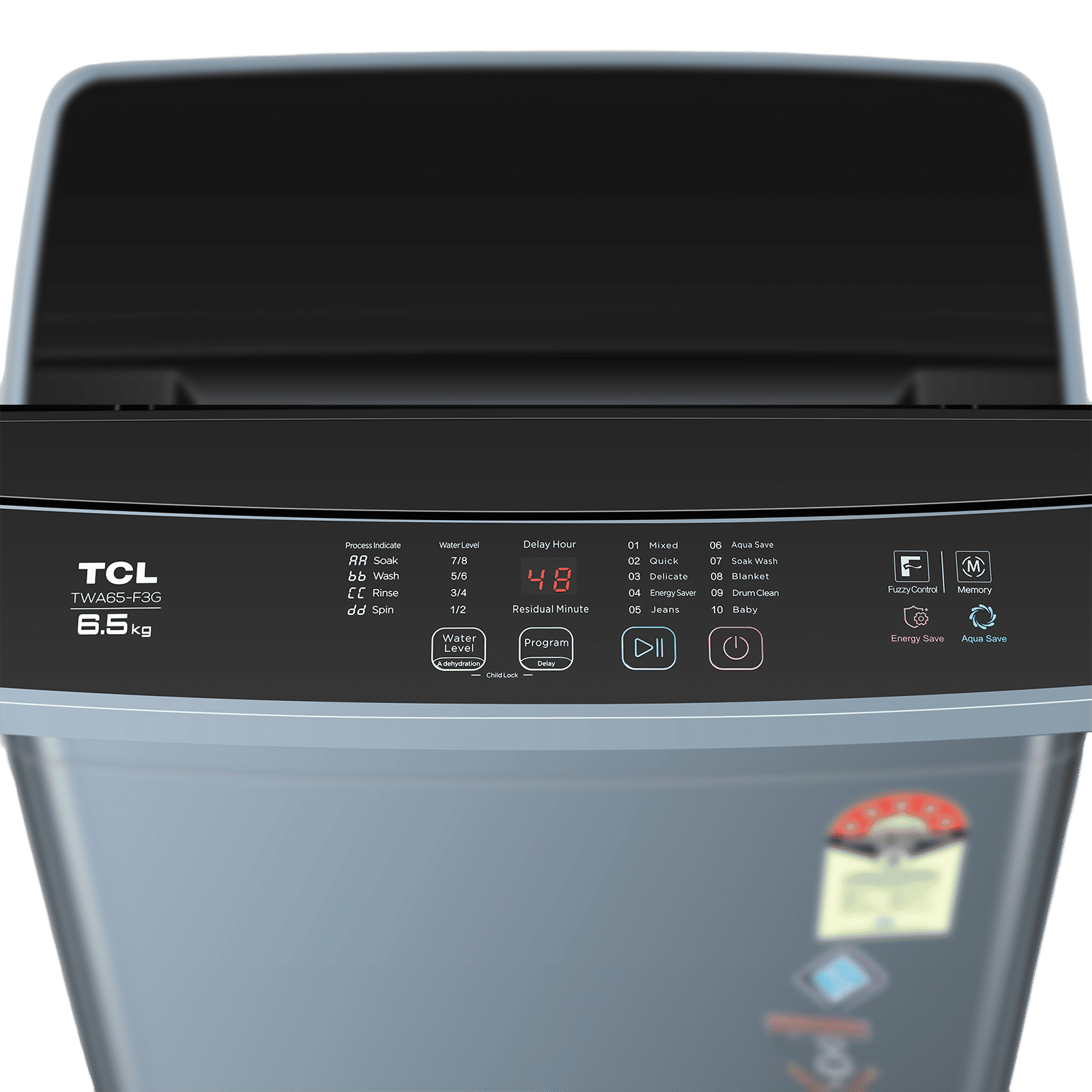 TCL 6.5 kg 5 Star Fully Automatic Top Load Washing Machine (TWA65-F3G, Honeycomb Drum, Dark Grey)_4