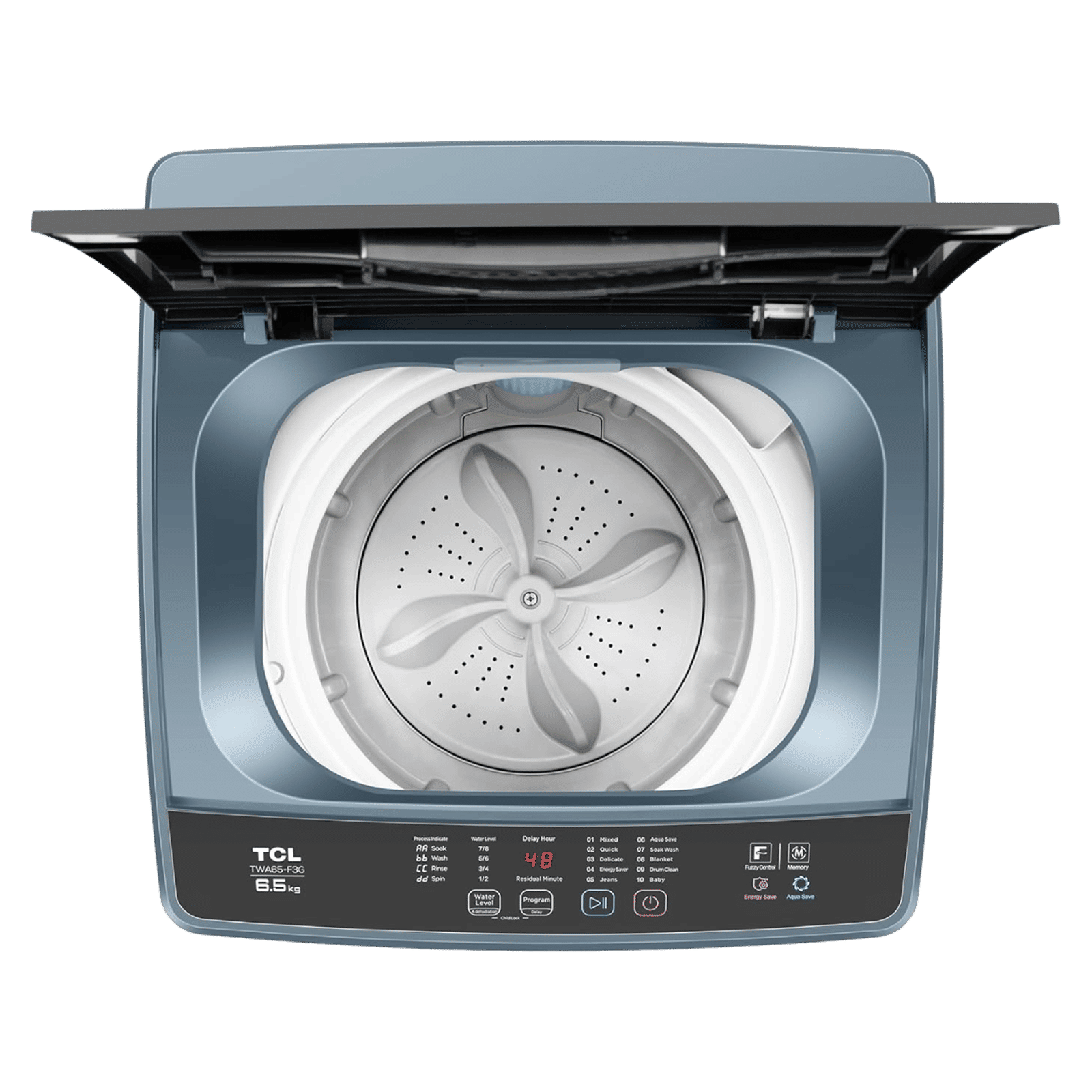 TCL 6.5 kg 5 Star Fully Automatic Top Load Washing Machine (TWA65-F3G, Honeycomb Drum, Dark Grey)_5