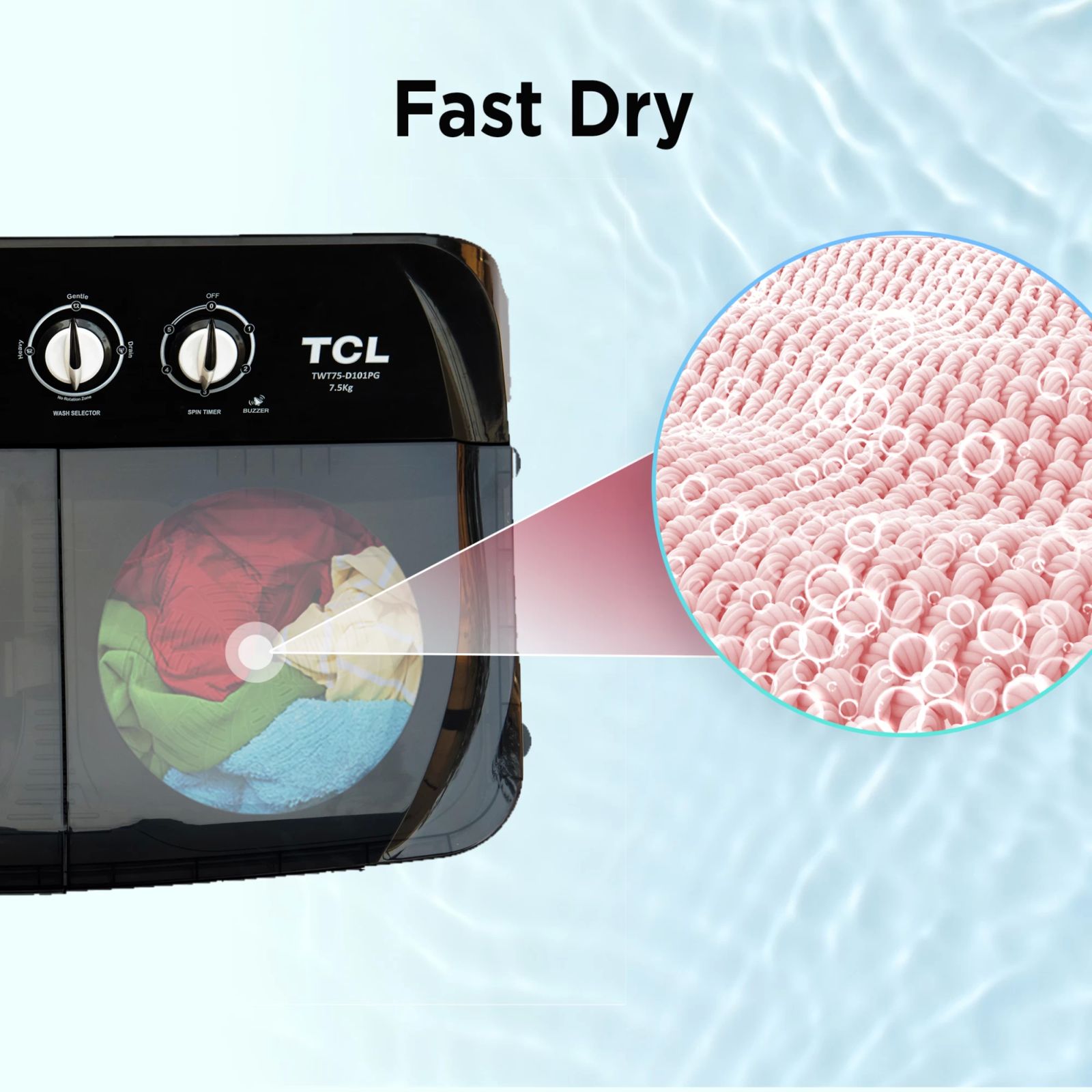 TCL 7.5 kg 5 Star Semi Automatic Washing Machine with six-wing pulsator (T101-D75PG, Grey)_9