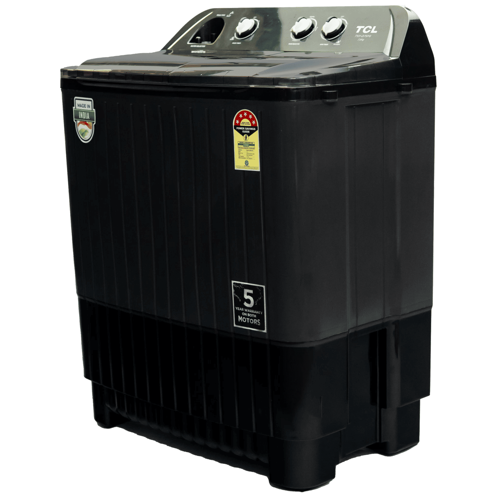 TCL 7.5 kg 5 Star Semi Automatic Washing Machine with six-wing pulsator (T101-D75PG, Grey)_6
