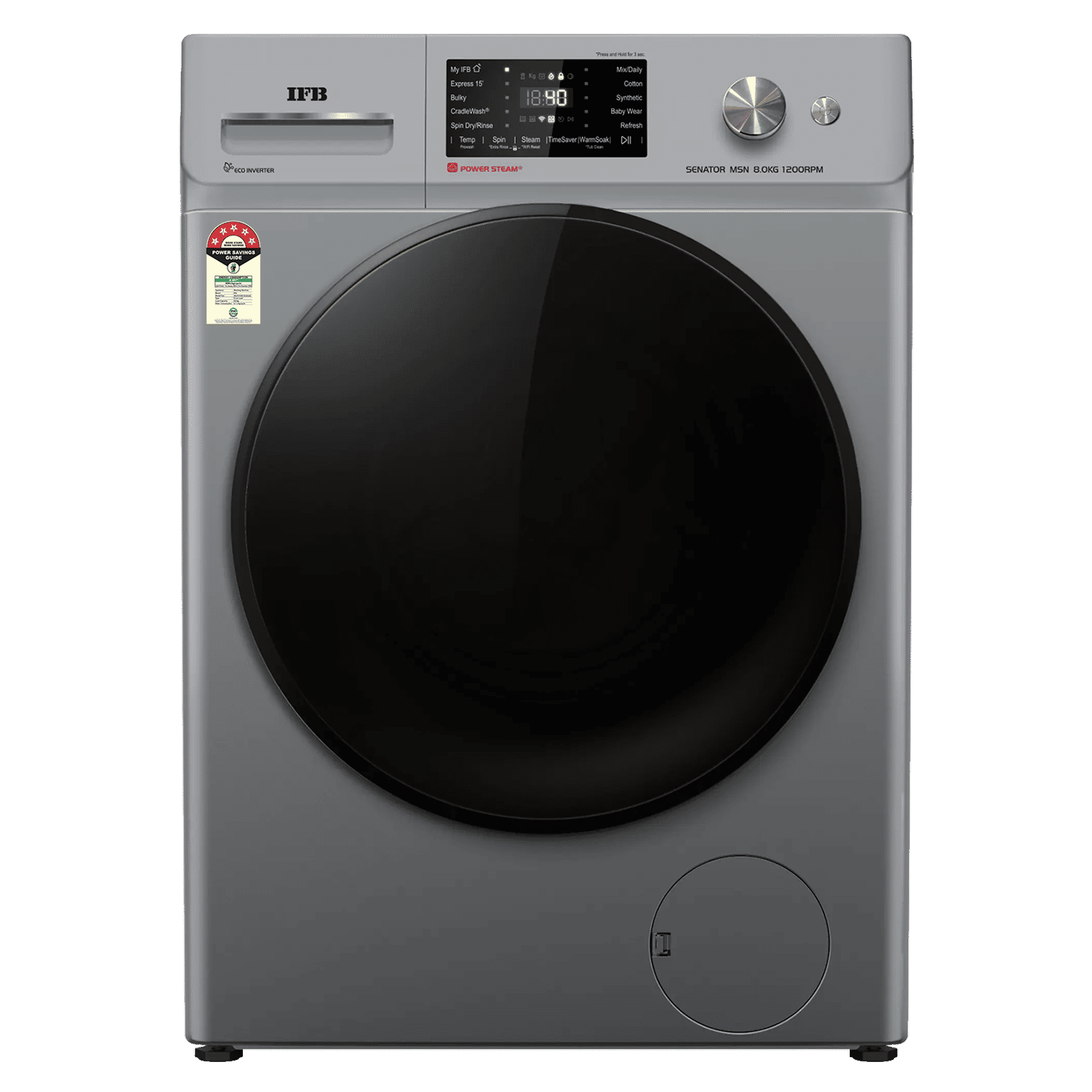 IFB 8 kg 5 Star Wi-Fi Fully Automatic Front Load Washing Machine (Senator MSN 8012K, 3D Wash System, Metallic Silver) IFB 8 kg 5 Star Wi-Fi Fully Automatic Front Load Washing Machine (Senator MSN 8012K, 3D Wash System, Metallic Silver)_1