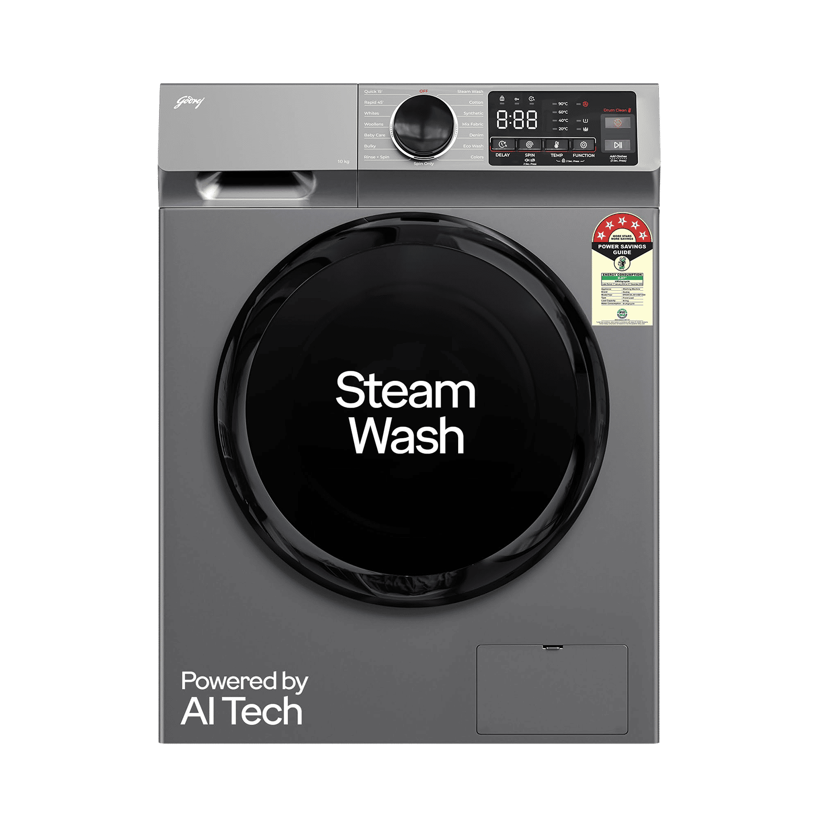 Godrej 9 kg 5 Star Inverter Fully Automatic Front Load Washing Machine (Eon Celesta, WFEON CEL 9014 IEBT SLSR, In-built Heater, Silver Stream) Godrej 9 kg 5 Star Inverter Fully Automatic Front Load Washing Machine (Eon Celesta, WFEON CEL 9014 IEBT SLSR, In-built Heater, Silver Stream)_1