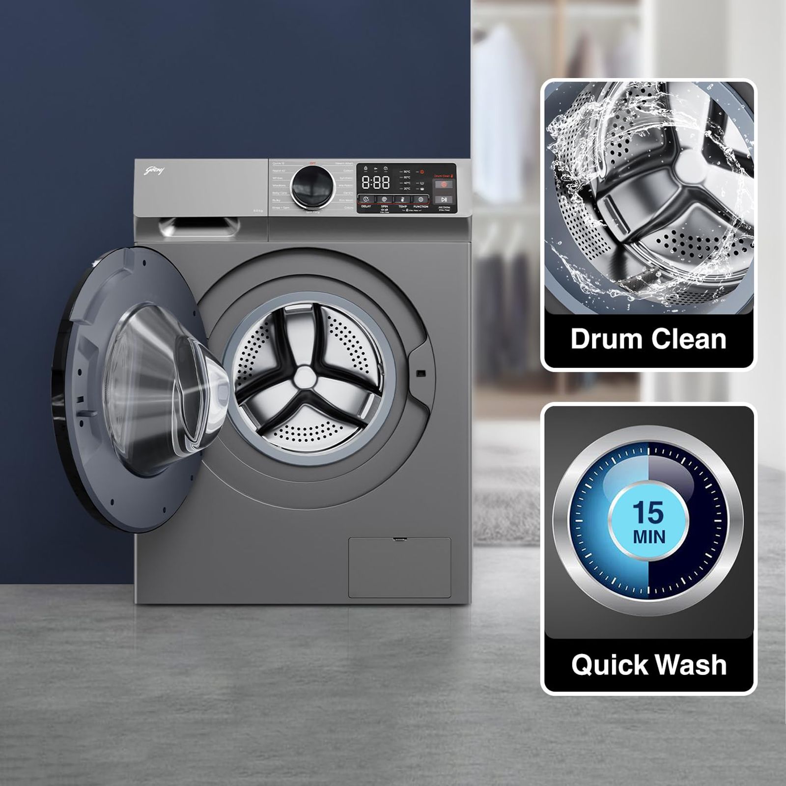 Godrej 9 kg 5 Star Inverter Fully Automatic Front Load Washing Machine (Eon Celesta, WFEON CEL 9014 IEBT SLSR, In-built Heater, Silver Stream) Godrej 9 kg 5 Star Inverter Fully Automatic Front Load Washing Machine (Eon Celesta, WFEON CEL 9014 IEBT SLSR, In-built Heater, Silver Stream)_9
