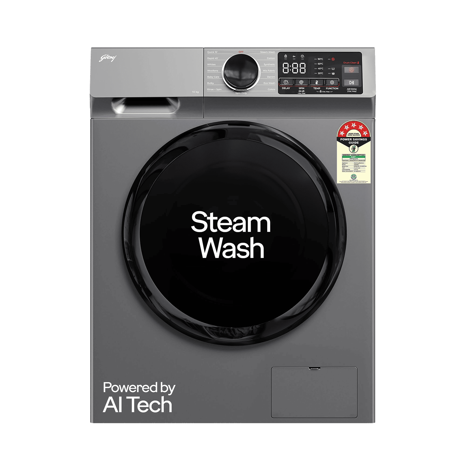 Godrej 10 kg Inverter Fully Automatic Front Load Washing Machine (Eon Celesta, WFEON CEL 1014 IEBT SLSR, In-built Heater, Silver Stream)_1
