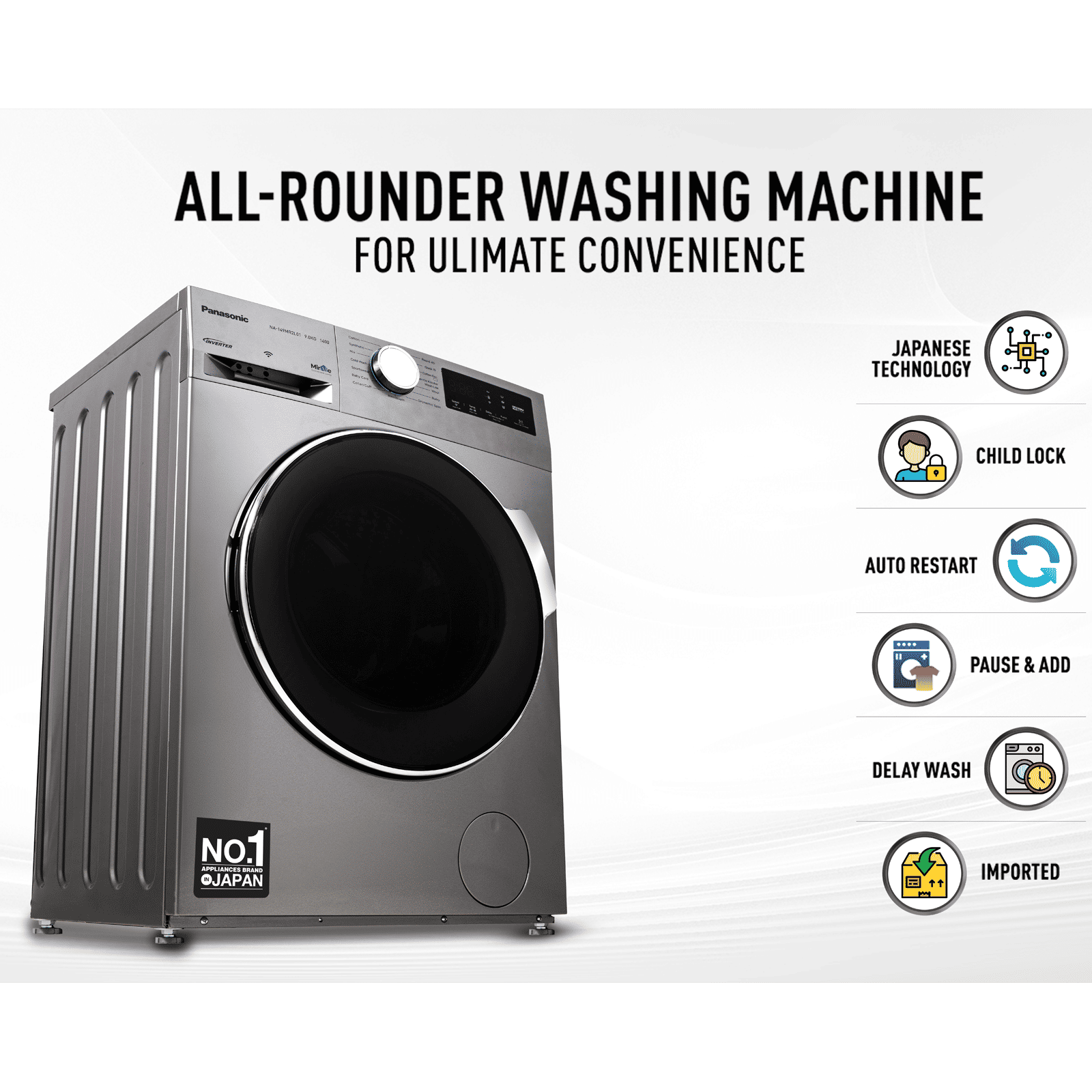 Panasonic 9 kg 5 Star Wi-Fi Fully Automatic Front Load Washing Machine (NA-149MR2L01, In-built Heater, Dark Silver) Panasonic 9 kg 5 Star Wi-Fi Fully Automatic Front Load Washing Machine (NA-149MR2L01, In-built Heater, Dark Silver)_9