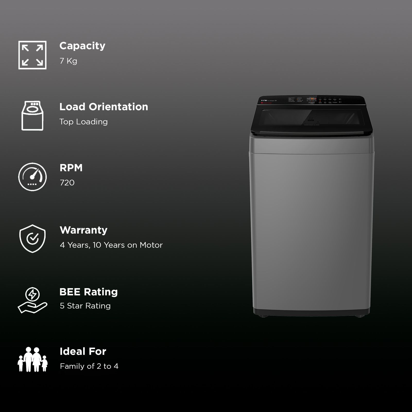 IFB 7 kg 5 Star Fully Automatic Top Load Washing Machine (TL701AG1, Triadic Pulsator, Anthracite Grey)_2