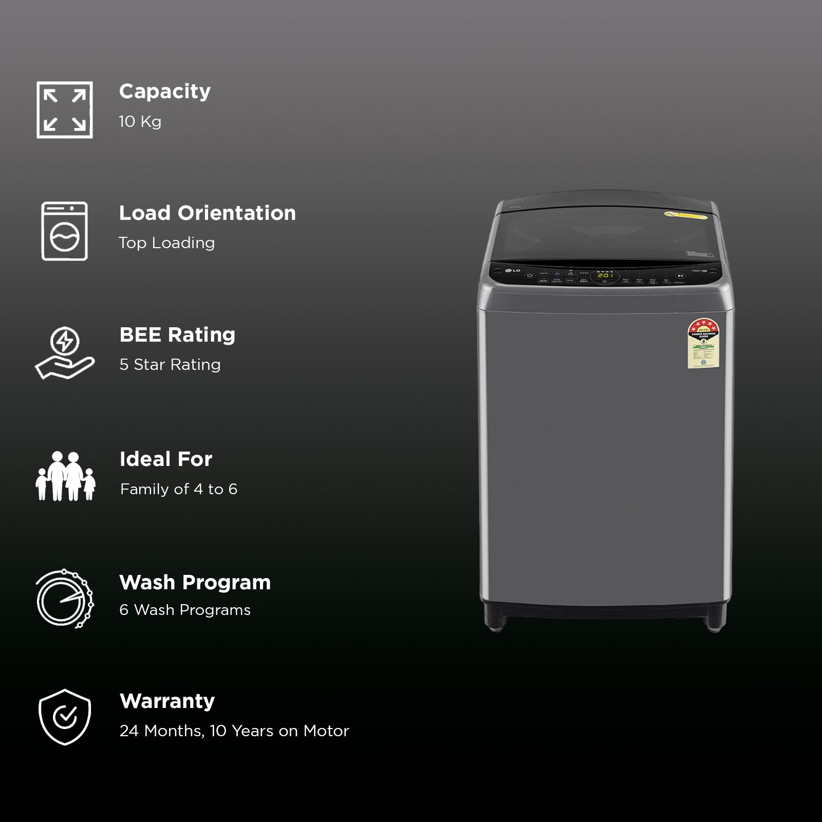 LG 10 kg 5 Star Fully Automatic Top Load Washing Machine (THD10NPM, AI Direct Drive, Middle Black) LG 10 kg 5 Star Fully Automatic Top Load Washing Machine (THD10NPM, AI Direct Drive, Middle Black)_2
