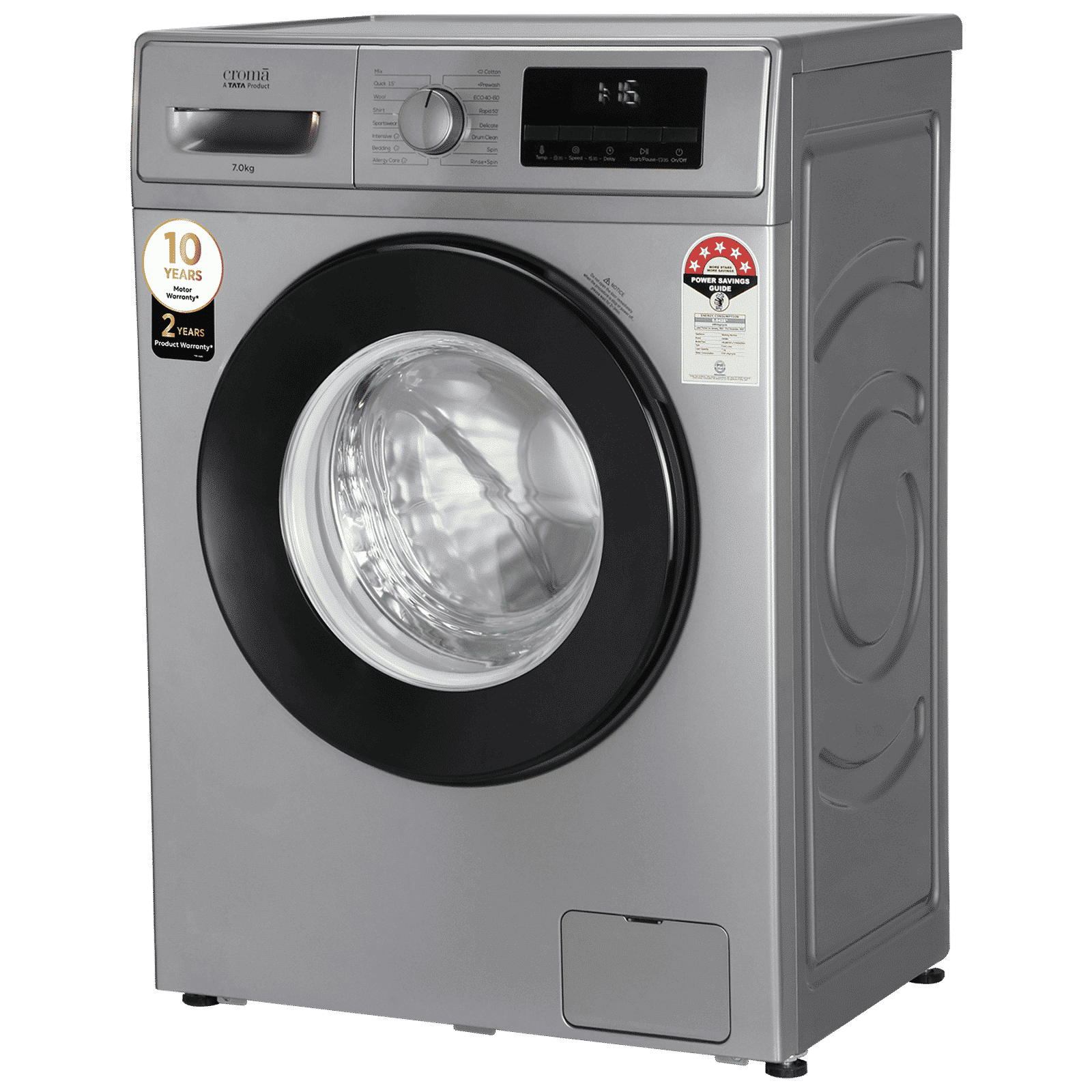 Croma 7 kg 5 Star Inverter Fully Automatic Front Load Washing Machine (2025 Model, Built in heater, Silver Grey) Croma 7 kg 5 Star Inverter Fully Automatic Front Load Washing Machine (2025 Model, Built in heater, Silver Grey)_15