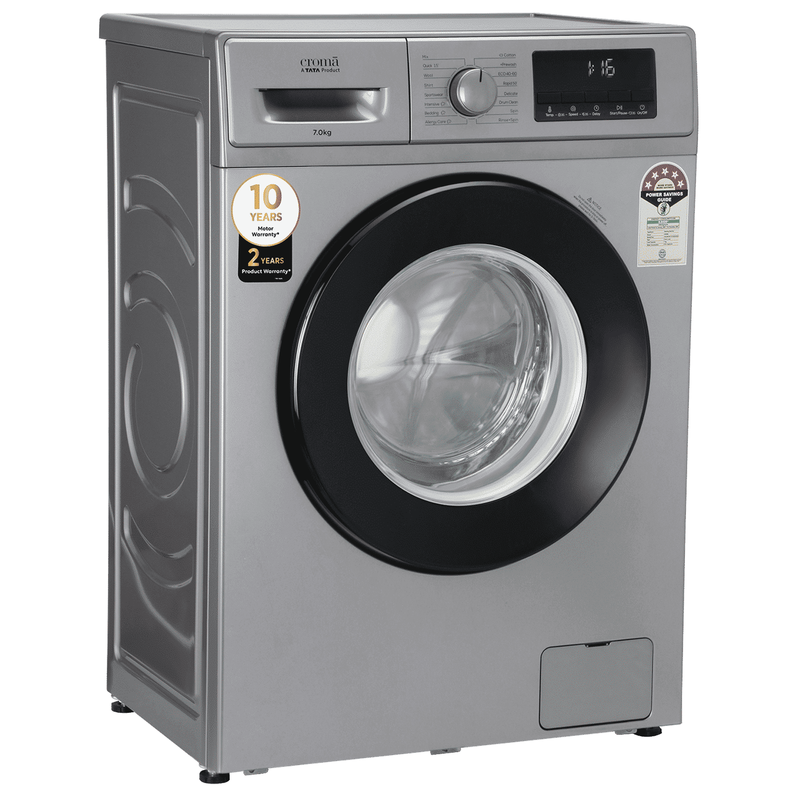 Croma 7 kg 5 Star Inverter Fully Automatic Front Load Washing Machine (2025 Model, Built in heater, Silver Grey) Croma 7 kg 5 Star Inverter Fully Automatic Front Load Washing Machine (2025 Model, Built in heater, Silver Grey)_16