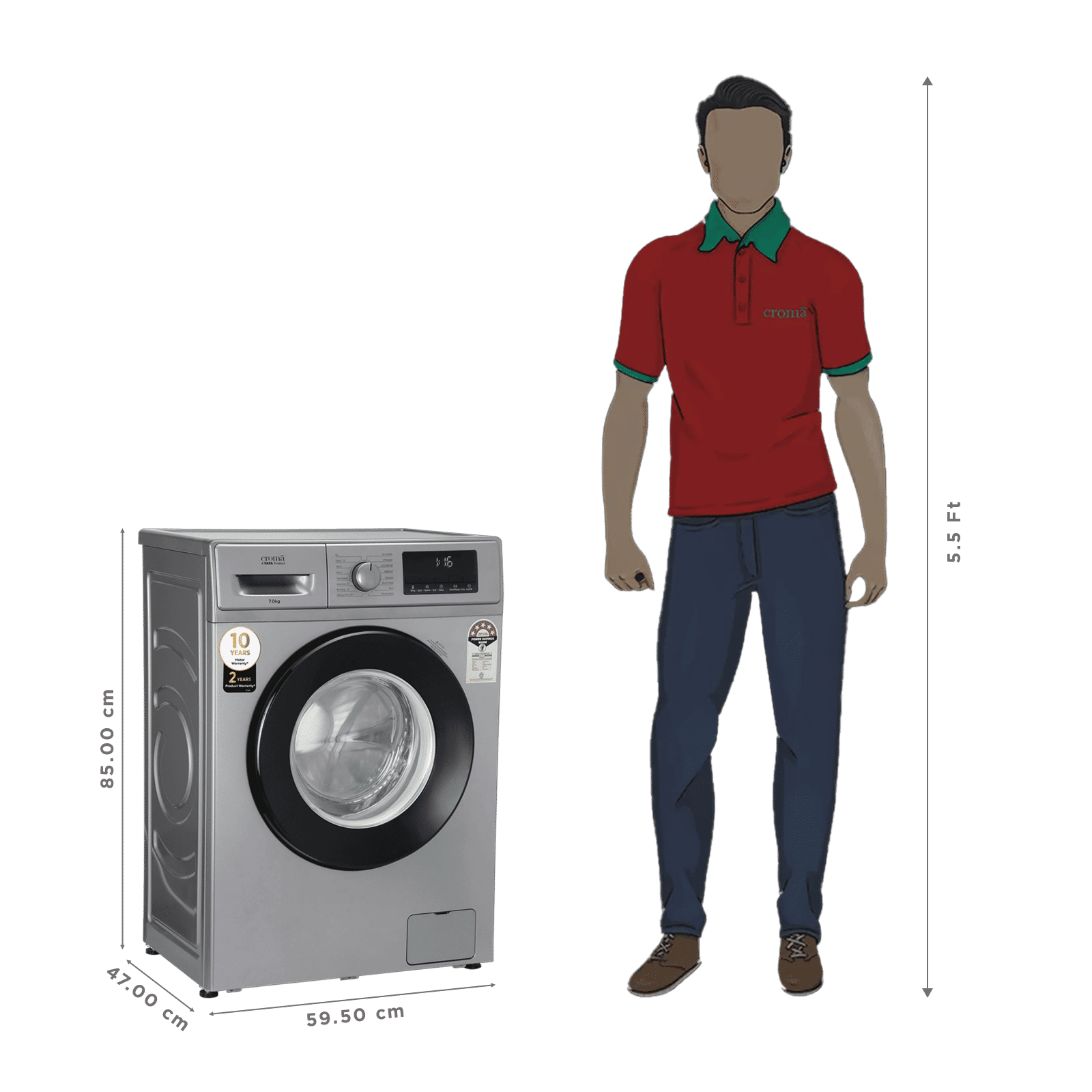 Croma 7 kg 5 Star Inverter Fully Automatic Front Load Washing Machine (2025 Model, Built in heater, Silver Grey) Croma 7 kg 5 Star Inverter Fully Automatic Front Load Washing Machine (2025 Model, Built in heater, Silver Grey)_3