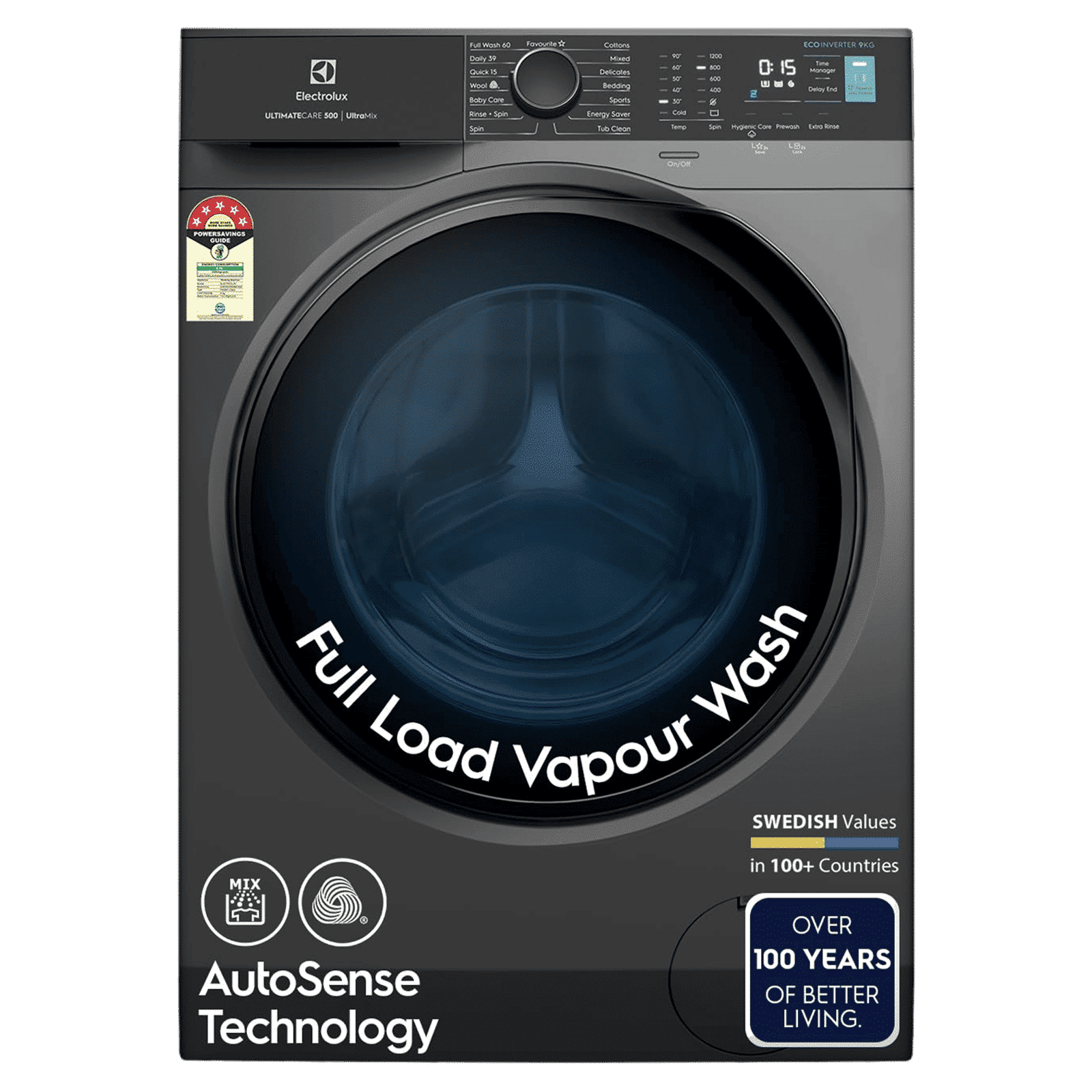 Electrolux 9 kg 5 Star Inverter Fully Automatic Front Load Washing Machine (Ultimate Care 500, EWF9024R5SB, Woolmark Approved, Onyx Dark Silver)_1