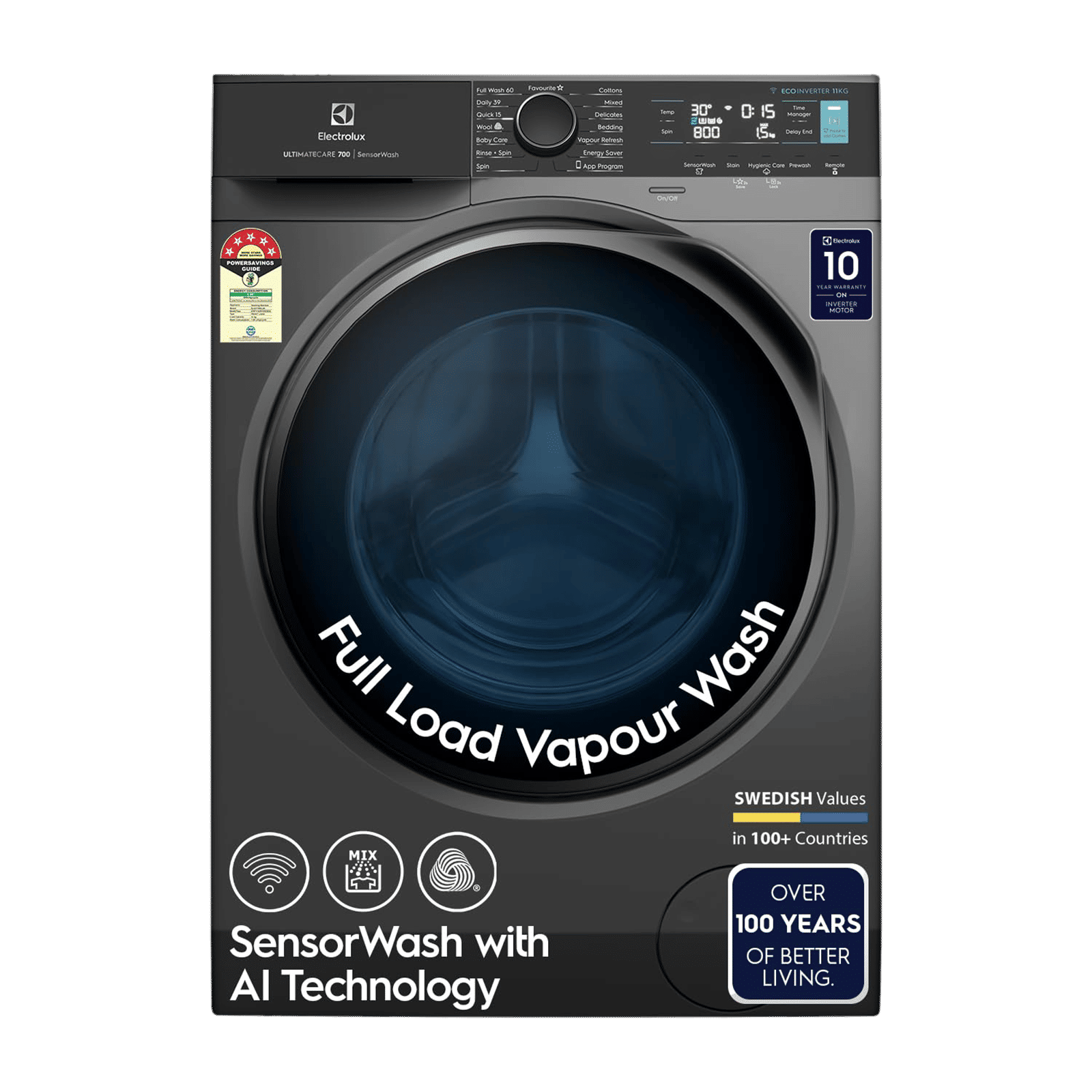 Electrolux 11 kg 5 Star Wifi Inverter Fully Automatic Front Load Washing Machine (Ultimate Care 700, EWF1142R7SB, Woolmark Approved, Onyx Dark Silver) Electrolux 11 kg 5 Star Wifi Inverter Fully Automatic Front Load Washing Machine (Ultimate Care 700, EWF1142R7SB, Woolmark Approved, Onyx Dark Silver)_1
