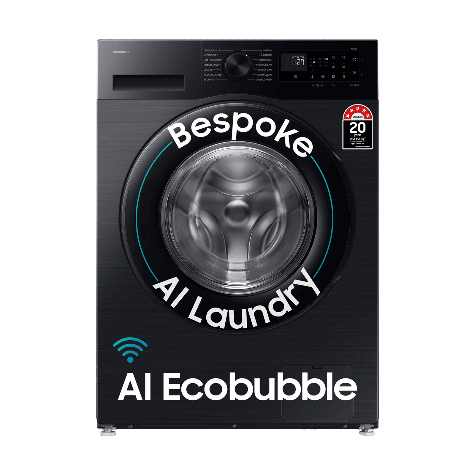 SAMSUNG 12 kg 5 Star Wi-Fi Inverter Fully Automatic Front Load Washing Machine (WW12DG5B24ABTL, AI EcoBubble, Black)_1