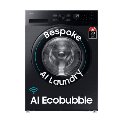 SAMSUNG 12 kg 5 Star Wi-Fi Inverter Fully Automatic Front Load Washing Machine (WW12DG5B24ABTL, AI EcoBubble, Black)