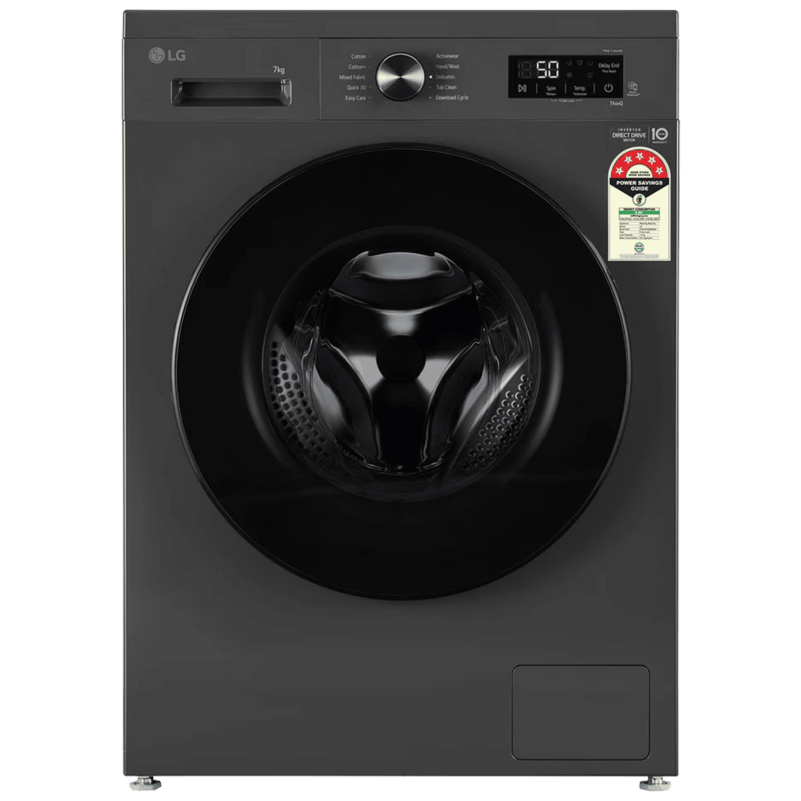 LG 7 kg 5 Star Wi-Fi Inverter Fully Automatic Front Load Washing Machine (FHB1207Z4M, Auto Restart, Middle Black)_1