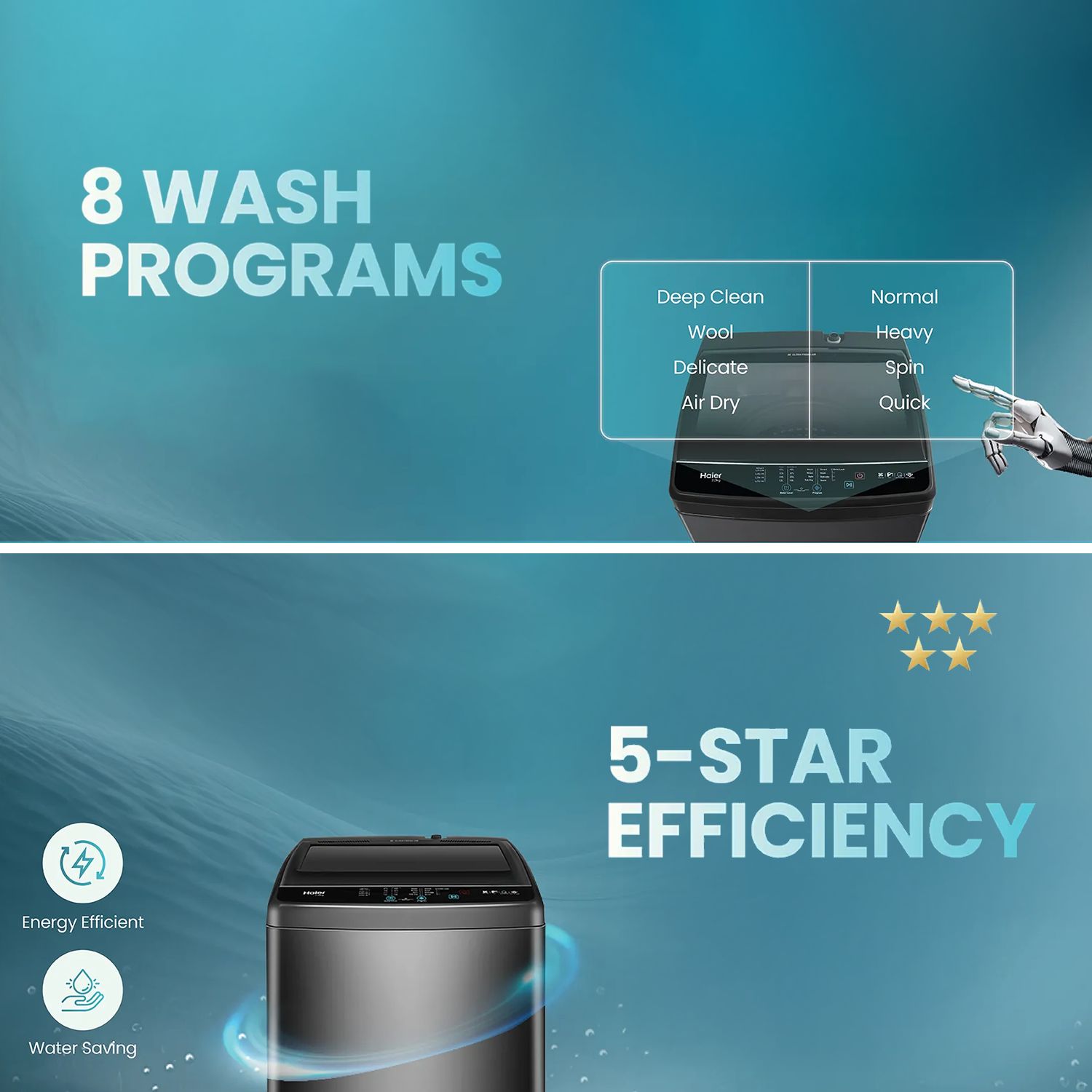 Haier 8 kg 5 Star Fully Automatic Top Load Washing Machine (HWM80-316BK, Oceanus Wave Drum, Dark Jade Silver) Haier 8 kg 5 Star Fully Automatic Top Load Washing Machine (HWM80-316BK, Oceanus Wave Drum, Dark Jade Silver)_15