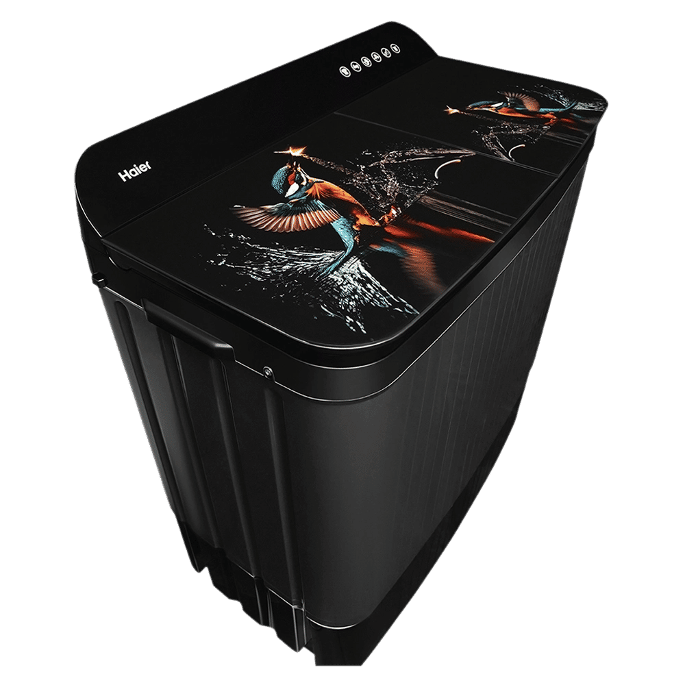 Haier 11 kg 5 Star Semi Automatic Washing Machine with Softfall Techonology (HTW110-178FL, Black)_5