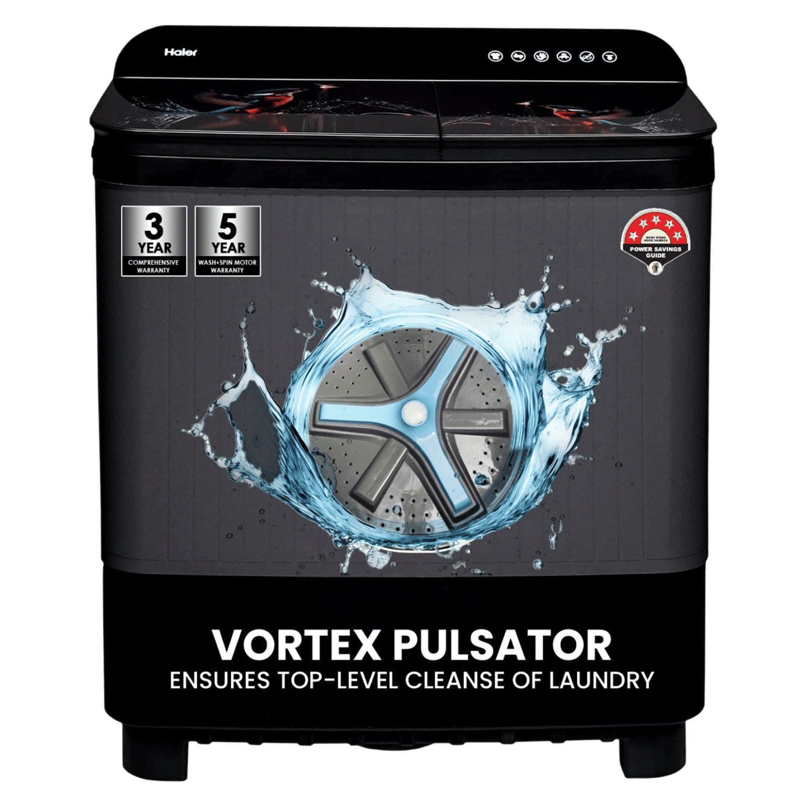 Haier 9 kg Semi Automatic Washing Machine with Softfall Techonology (HTW90-178FL, Black) Haier 9 kg Semi Automatic Washing Machine with Softfall Techonology (HTW90-178FL, Black)_1