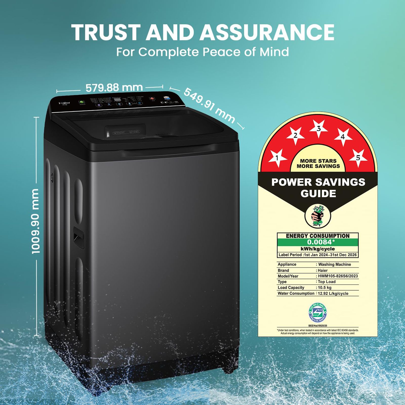 Haier 10.5 kg 5 Star Fully Automatic Top Load Washing Machine (Heater 688, HWM105-H688BK, In Built Heater, Black) Haier 10.5 kg 5 Star Fully Automatic Top Load Washing Machine (Heater 688, HWM105-H688BK, In Built Heater, Black)_11