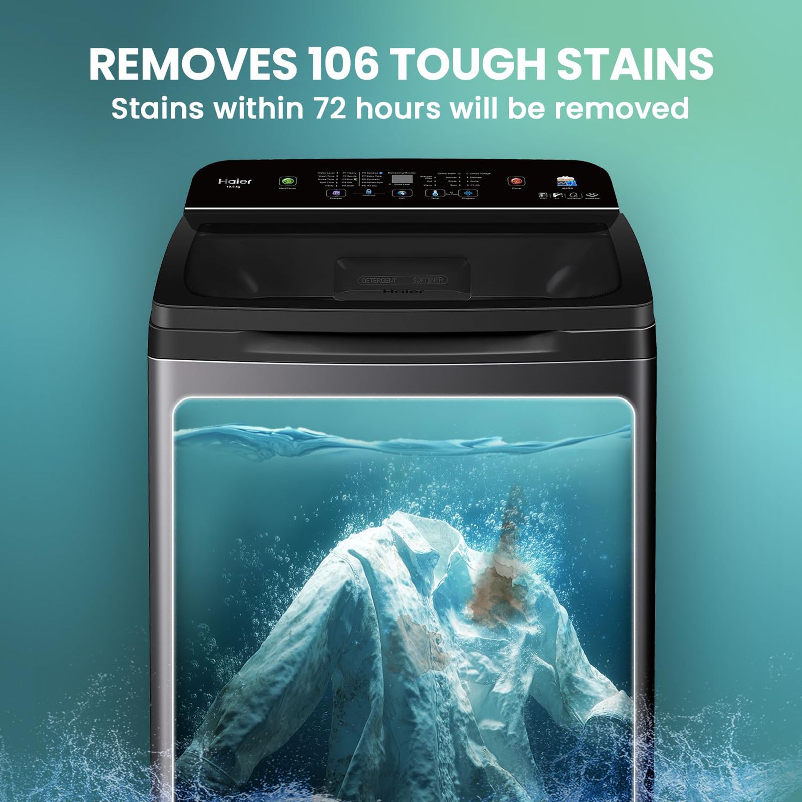 Haier 10.5 kg 5 Star Fully Automatic Top Load Washing Machine (Heater 688, HWM105-H688BK, In Built Heater, Black) Haier 10.5 kg 5 Star Fully Automatic Top Load Washing Machine (Heater 688, HWM105-H688BK, In Built Heater, Black)_14