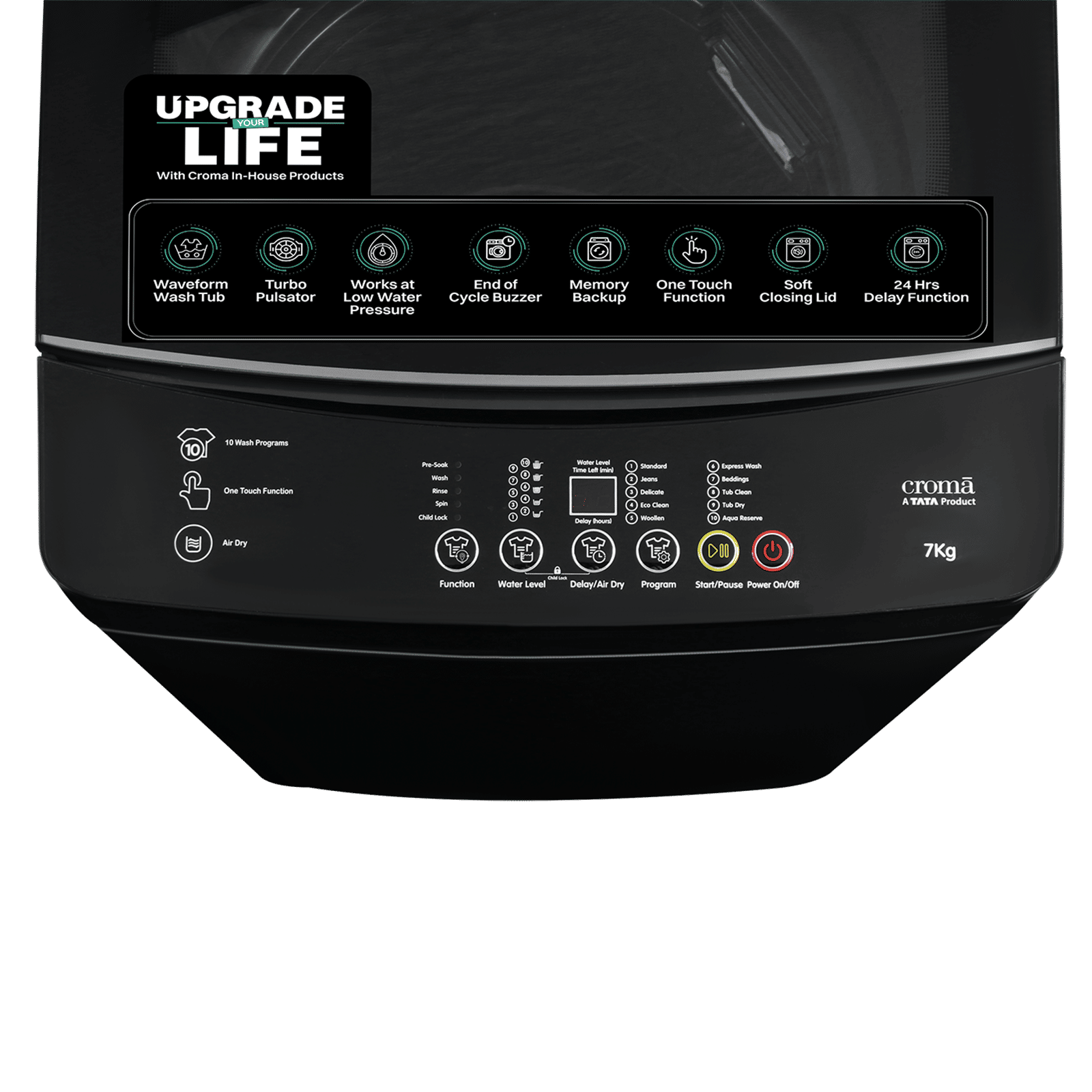 Croma 7 kg 5 Star Fully Automatic Top Load Washing Machine(One Touch Function, Dark Grey) Croma 7 kg 5 Star Fully Automatic Top Load Washing Machine(One Touch Function, Dark Grey)_9