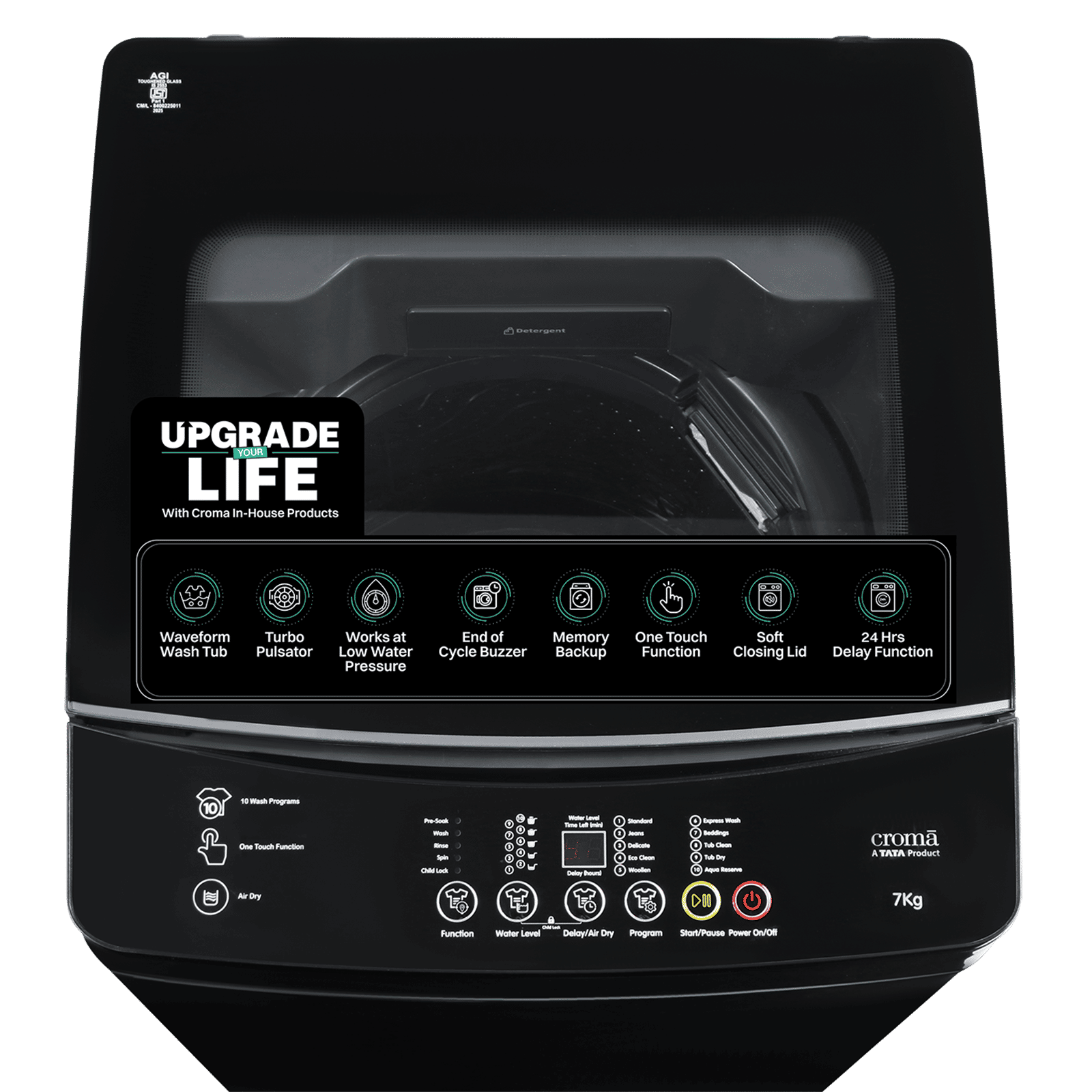 Croma 7 kg 5 Star Fully Automatic Top Load Washing Machine(One Touch Function, Dark Grey) Croma 7 kg 5 Star Fully Automatic Top Load Washing Machine(One Touch Function, Dark Grey)_3
