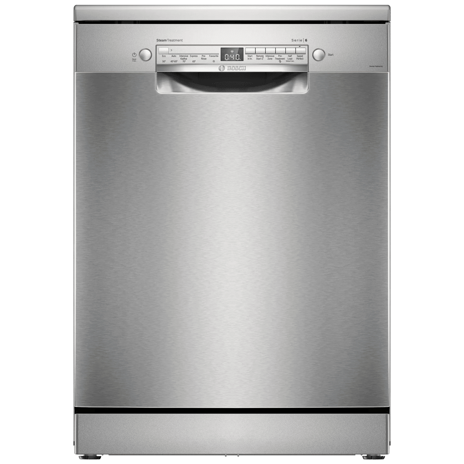 BOSCH Series 6 14 Place Settings Free Standing Dishwasher with Glass Protection Technology (No Pre-rinse Required, Silver)_1