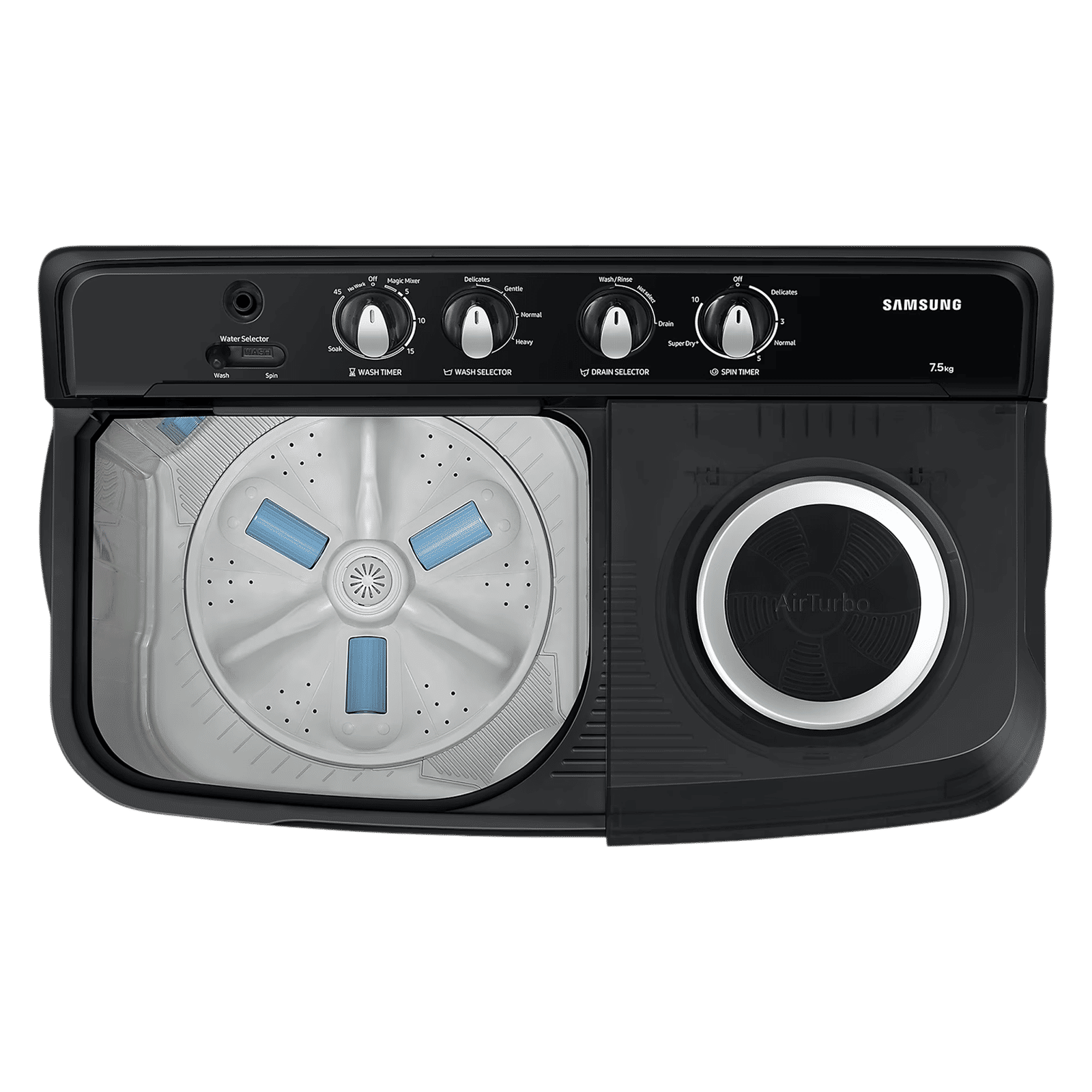 SAMSUNG 7.5 kg 5 Star Semi Automatic Washing Machine with Hexa Storm Pulsator (WT75C3200GG, Black)_6