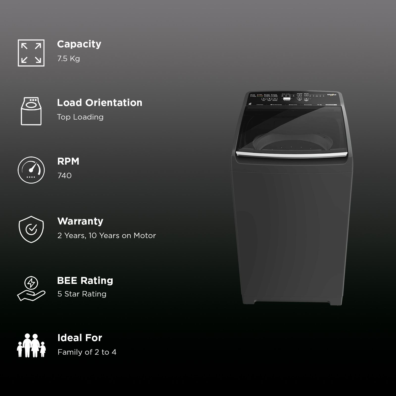 Whirlpool 7.5 kg 5 Star Fully Automatic Top Load Washing Machine (Stainwash Pro, 31686, Power Scrub Technology, Grey) Whirlpool 7.5 kg 5 Star Fully Automatic Top Load Washing Machine (Stainwash Pro, 31686, Power Scrub Technology, Grey)_2