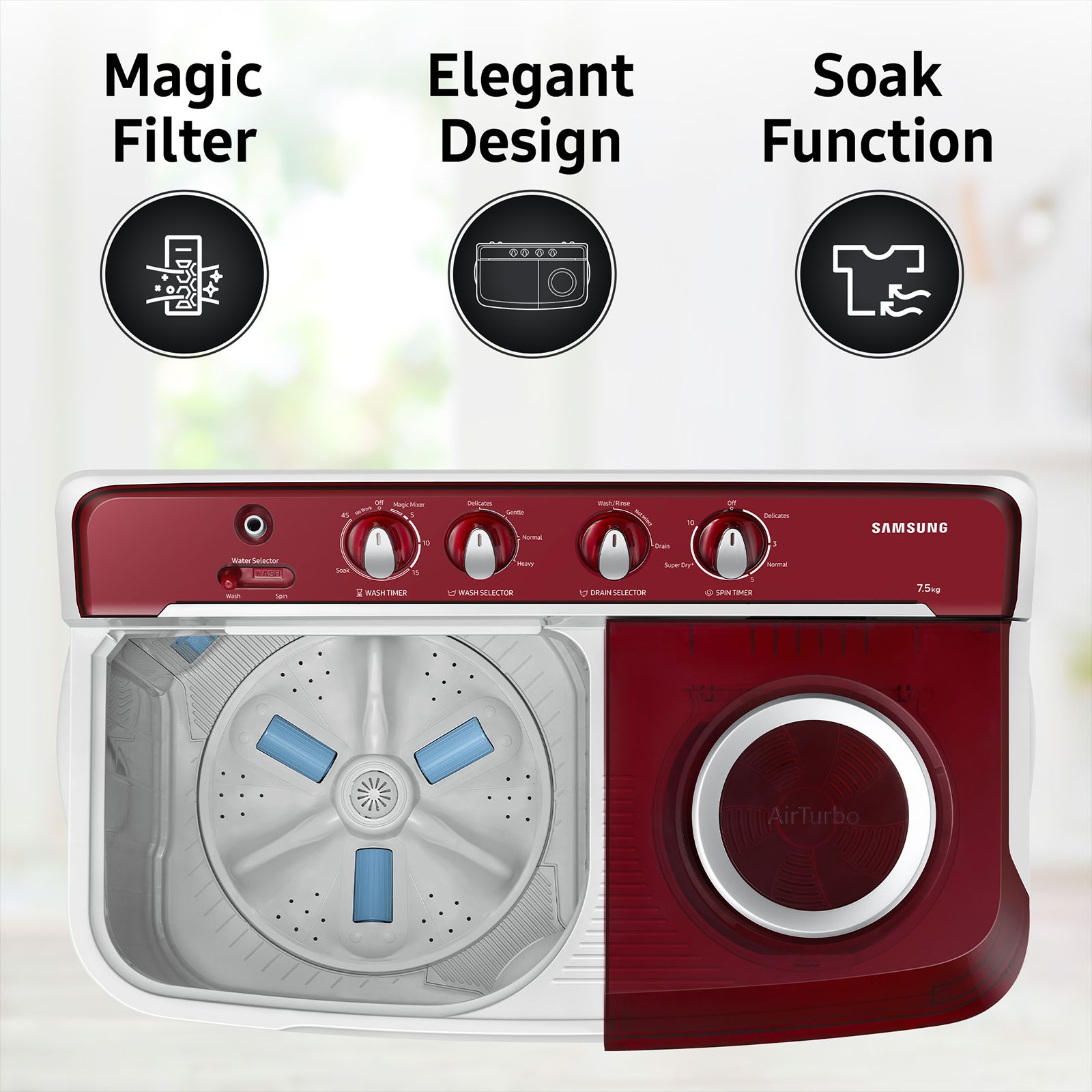 SAMSUNG 7.5 kg 5 Star Semi Automatic Washing Machine with Rat Protection (WT75B3200RR/TL, Dark Grey)_9