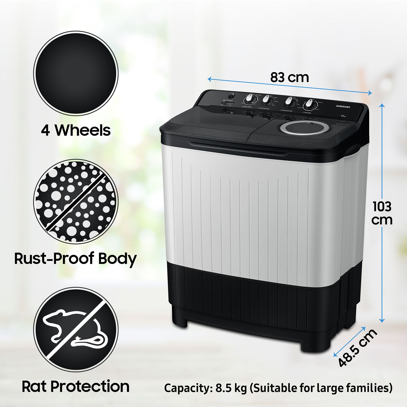 SAMSUNG 8.5 kg 5 Star Semi Automatic Washing Machine with Rat Protection (WT75B3200RR/TL, Dark Grey) SAMSUNG 8.5 kg 5 Star Semi Automatic Washing Machine with Rat Protection (WT75B3200RR/TL, Dark Grey)_8