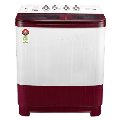 VOLTAS beko 8 kg 5 Star Semi Automatic Washing Machine with IPX4 Control Panel (WTT80DBRG, Burgundy)?