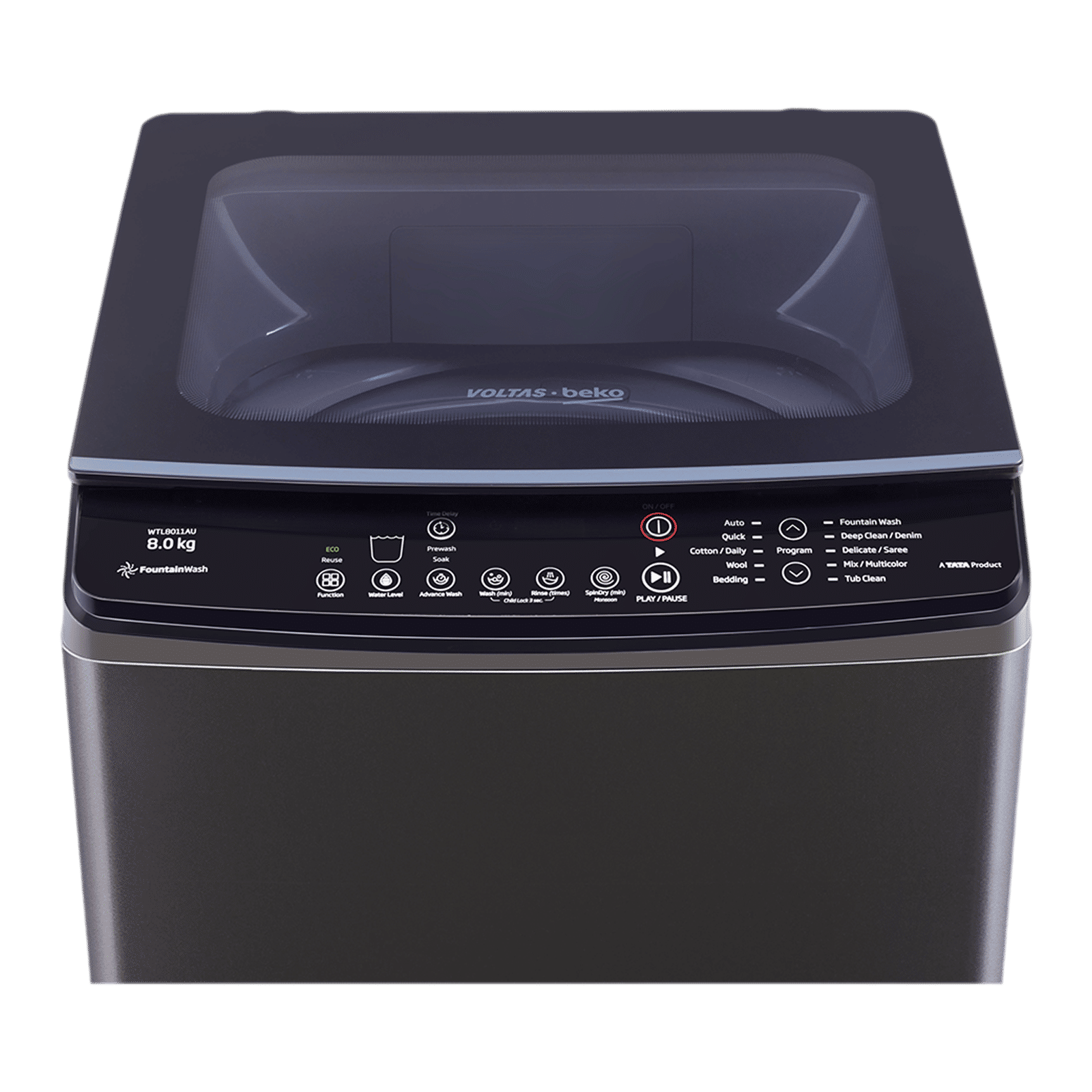 VOLTAS beko 8 Kg 5 Star Fully Automatic Top Load Washing Machine (WTL8011AU, Aqua Wave Drum, Grey) VOLTAS beko 8 Kg 5 Star Fully Automatic Top Load Washing Machine (WTL8011AU, Aqua Wave Drum, Grey)_4