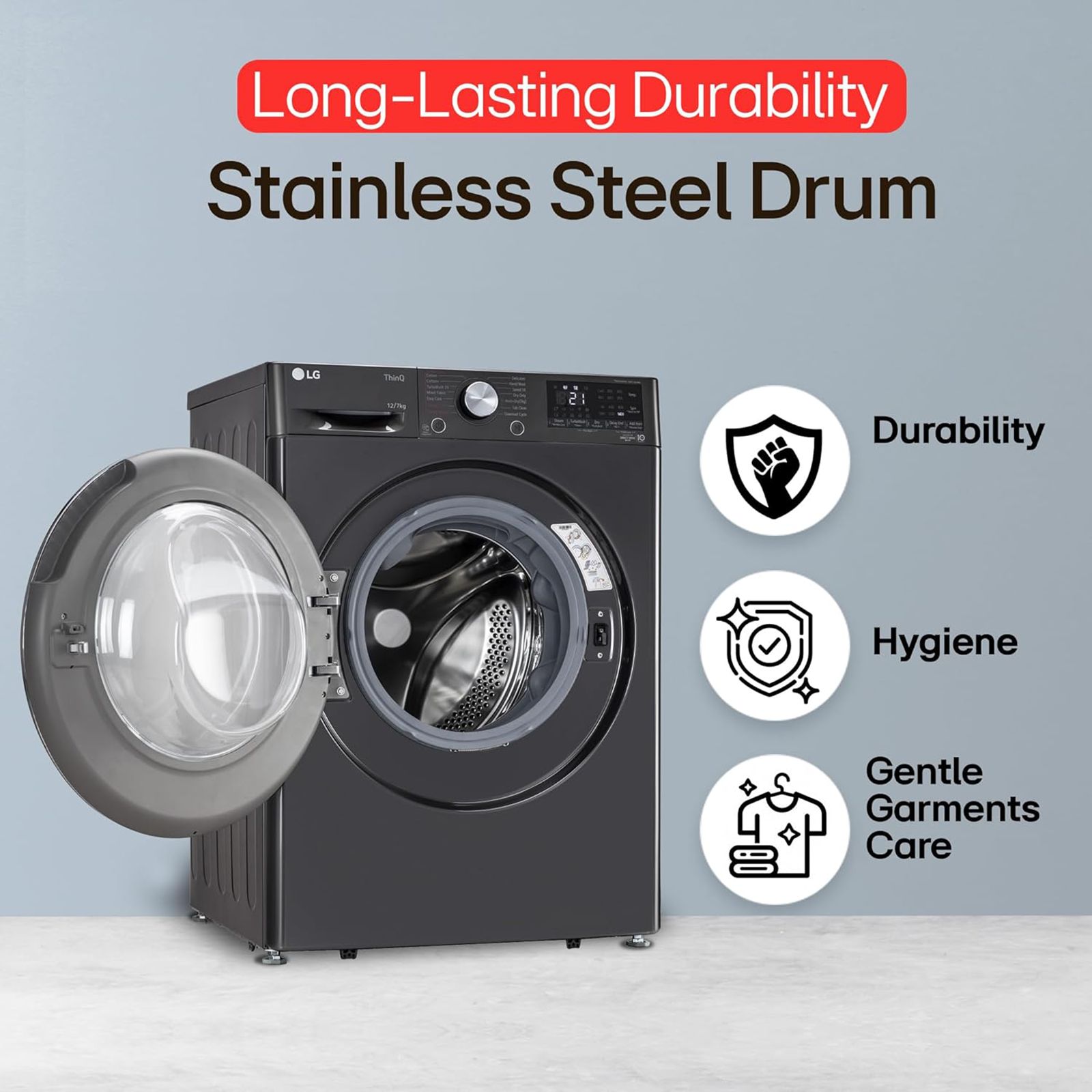 LG 12/7 kg Wi-Fi Inverter Fully Automatic Front Load Washer Dryer (Vivace WD, FHD1207STB.APBQEIL, AI Direct Drive, Platinum Black)_16
