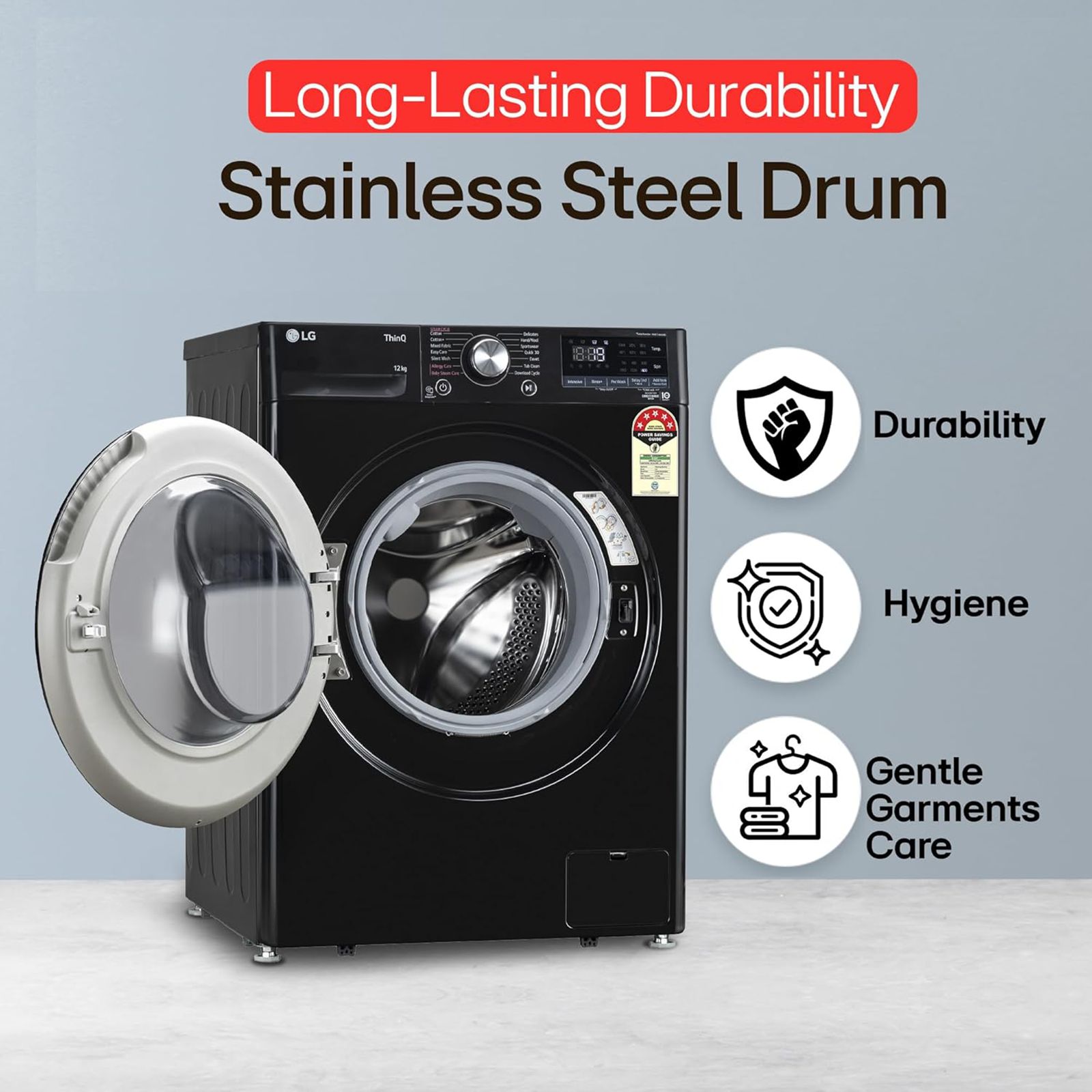 LG 12 kg 5 Star Wi-Fi Inverter Fully Automatic Front Load Washing Machine (Vivace Premium, FHP1412Z5O, 6 Motion DD, Onyx Black) LG 12 kg 5 Star Wi-Fi Inverter Fully Automatic Front Load Washing Machine (Vivace Premium, FHP1412Z5O, 6 Motion DD, Onyx Black)_16