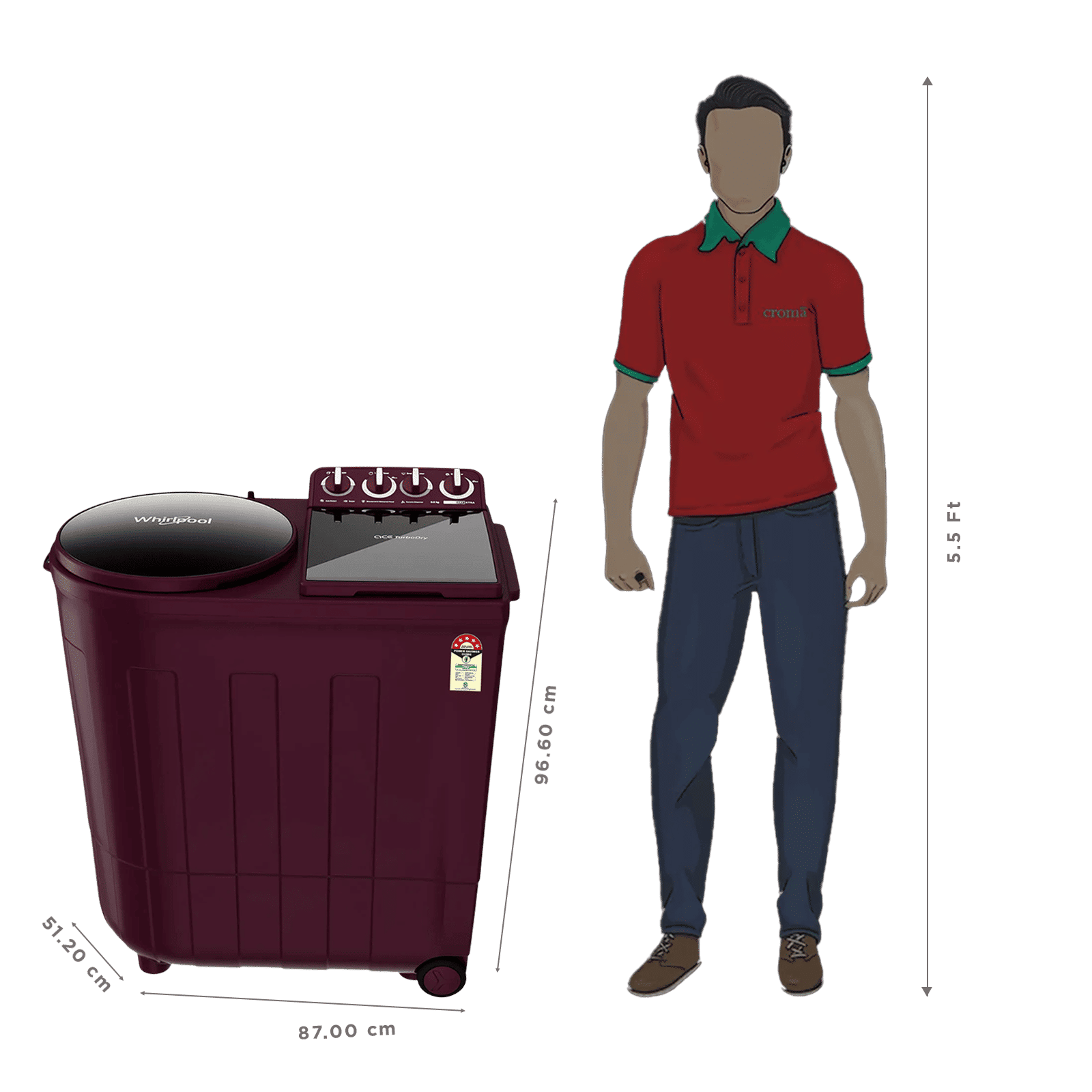 Whirlpool 8.5 kg 5 Star Semi Automatic Washing Machine with Turbo Dry Technology (30351, Wine Dazzle) Whirlpool 8.5 kg 5 Star Semi Automatic Washing Machine with Turbo Dry Technology (30351, Wine Dazzle)_2