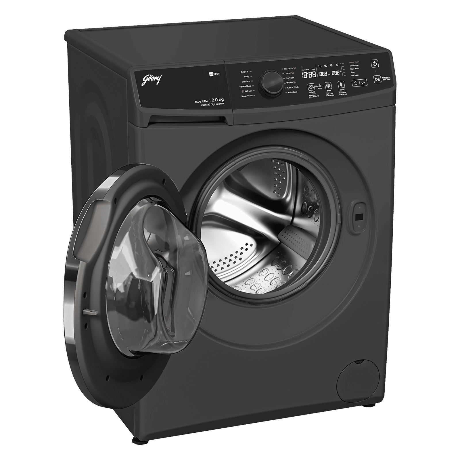 Godrej 8 kg 5 Star Fully Automatic Front Load Washing Machine (Regalis, Zero Pressure Technology, Metallic Black) Godrej 8 kg 5 Star Fully Automatic Front Load Washing Machine (Regalis, Zero Pressure Technology, Metallic Black)_9