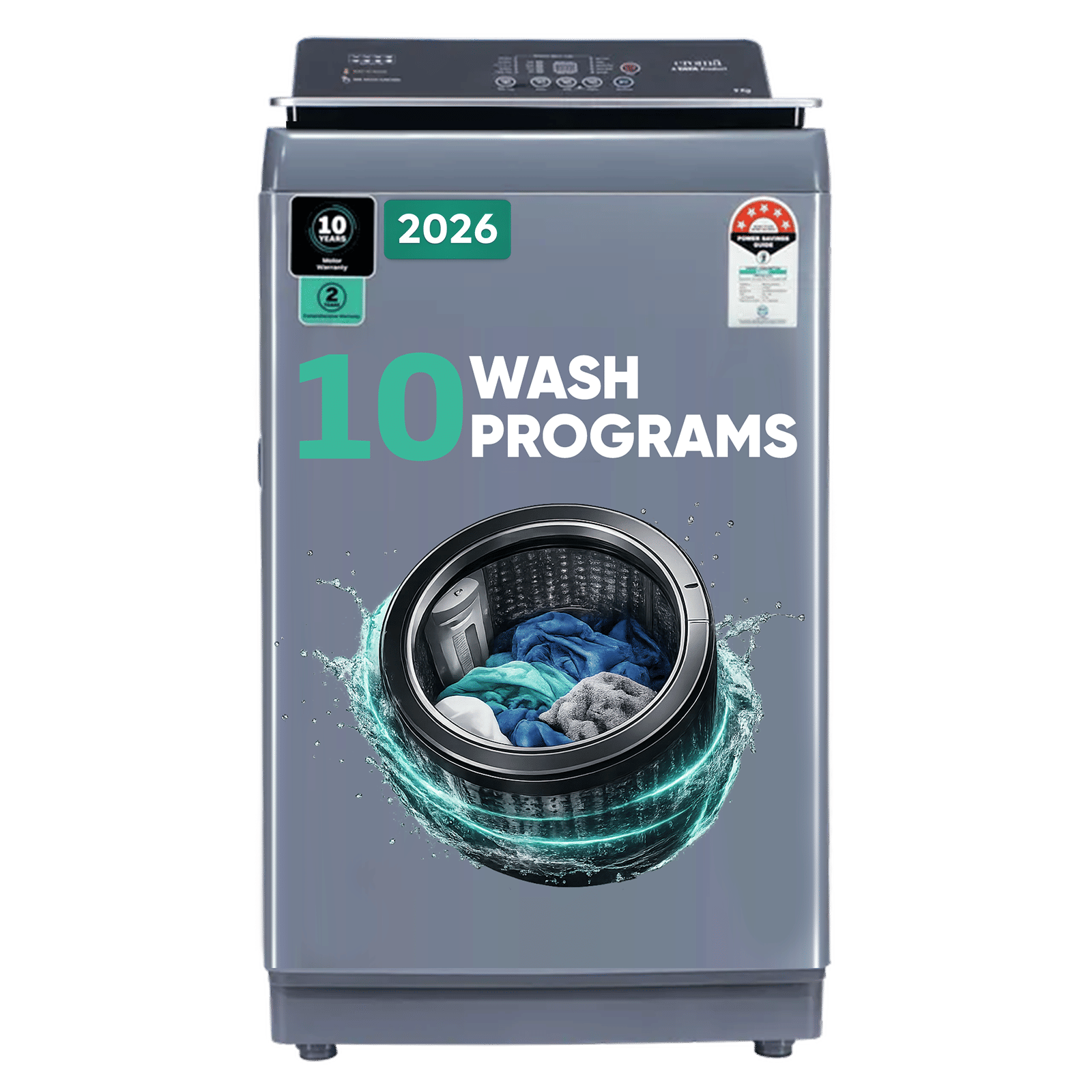 Croma 9 kg 5 Star Fully Automatic Top Load Washing Machine (Pulsator Technology, Inox Grey) Croma 9 kg 5 Star Fully Automatic Top Load Washing Machine (Pulsator Technology, Inox Grey)_1