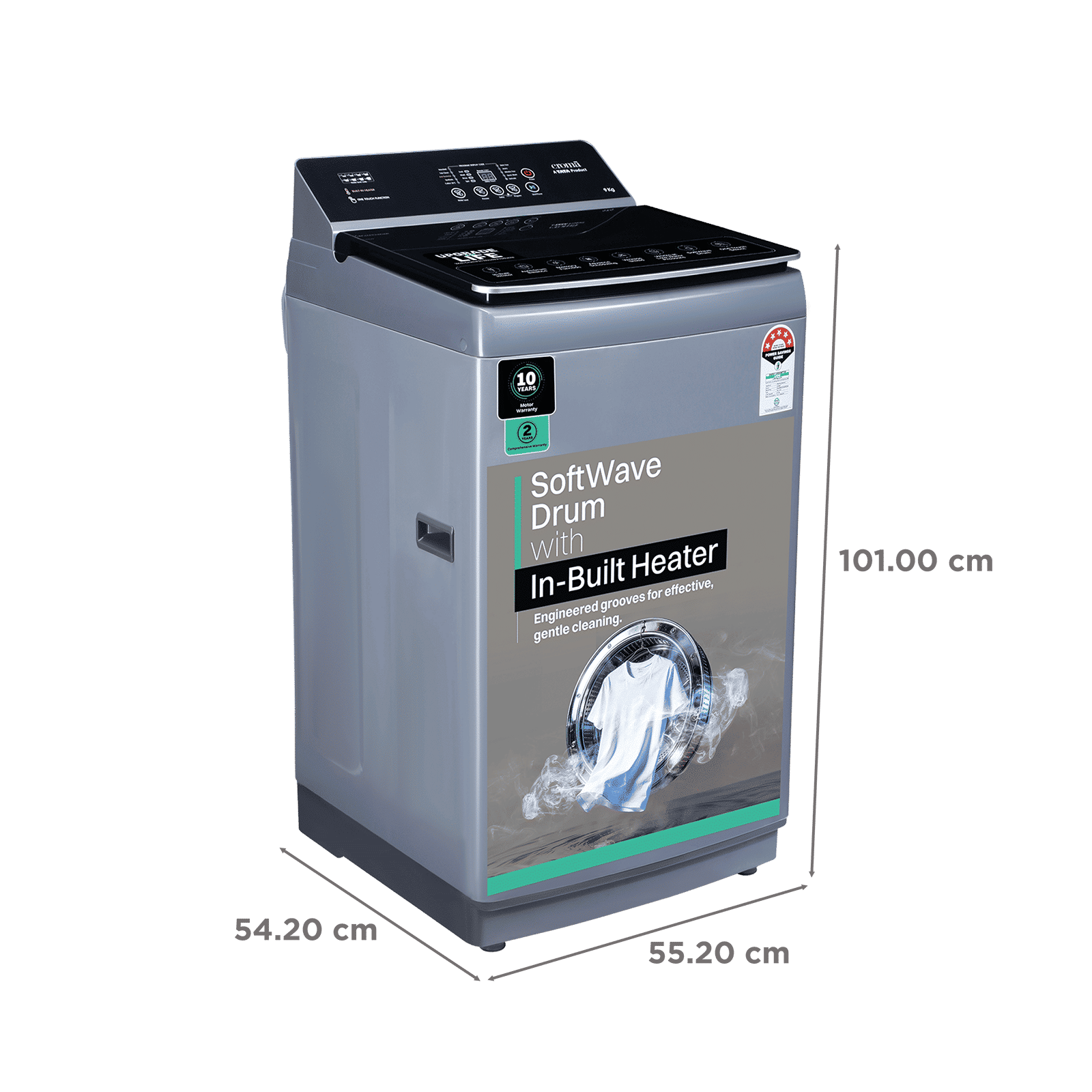 Croma 9 kg 5 Star Fully Automatic Top Load Washing Machine (Pulsator Technology, Inox Grey) Croma 9 kg 5 Star Fully Automatic Top Load Washing Machine (Pulsator Technology, Inox Grey)_2