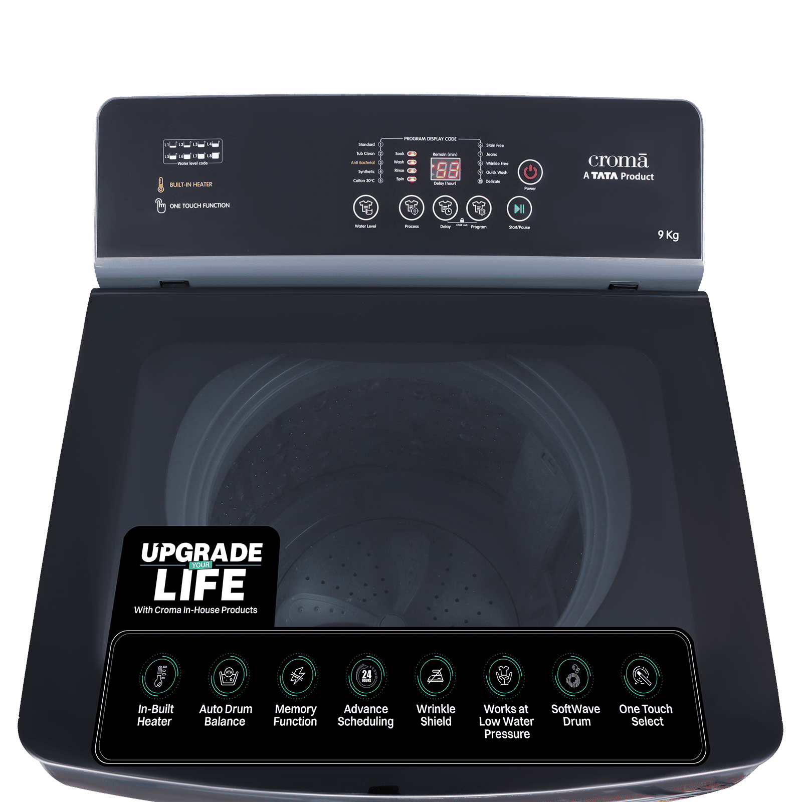 Croma 9 kg 5 Star Fully Automatic Top Load Washing Machine (Pulsator Technology, Inox Grey) Croma 9 kg 5 Star Fully Automatic Top Load Washing Machine (Pulsator Technology, Inox Grey)_5