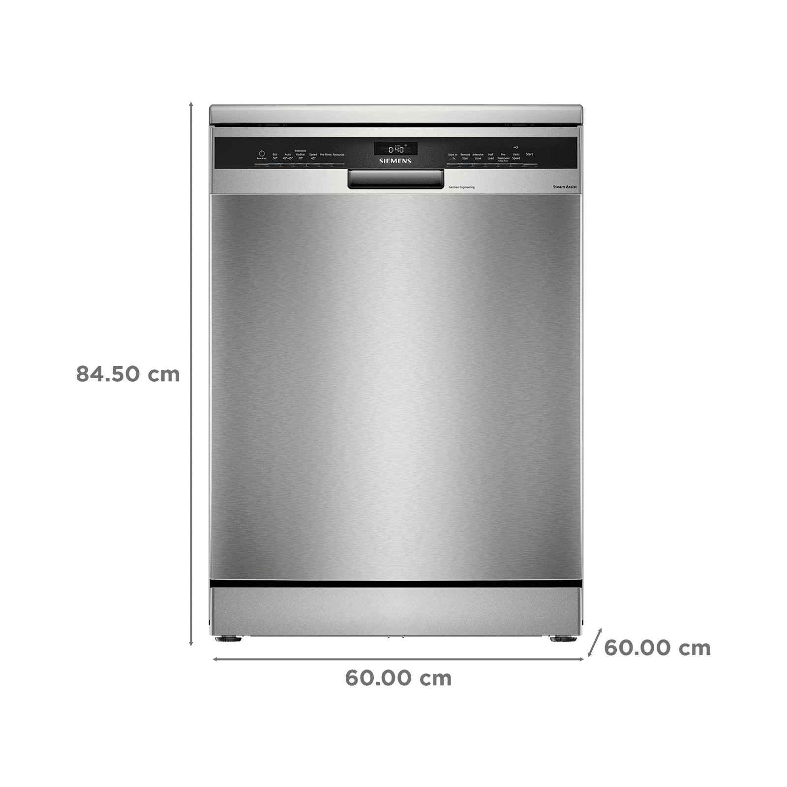 SIEMENS iQ500 14 Place Settings Free Standing Smart Dishwasher with Alexa & Google Assistant (Brushed Steel)_2