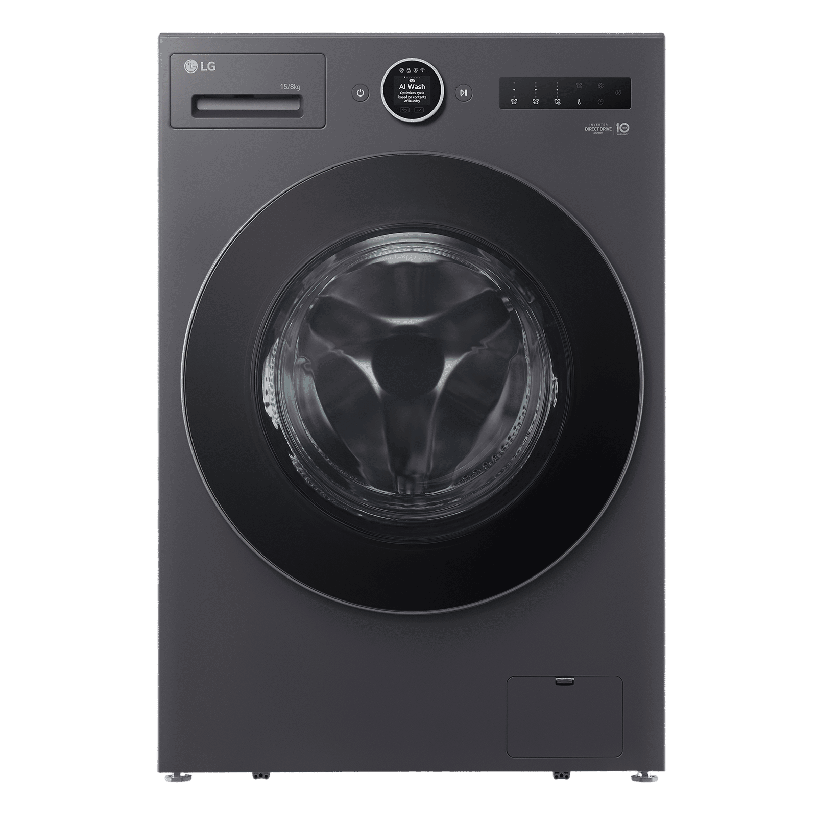 LG 15/8 kg Wi-Fi Inverter Fully Automatic Front Load Washing Machine (VX Series, FDX91508A9E.AEGQEIL, AI Direct Drive 2.0, Essence Graphite) LG 15/8 kg Wi-Fi Inverter Fully Automatic Front Load Washing Machine (VX Series, FDX91508A9E.AEGQEIL, AI Direct Drive 2.0, Essence Graphite)_1
