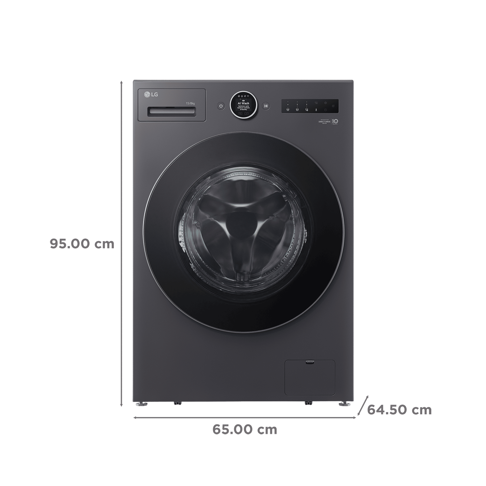 LG 15/8 kg Wi-Fi Inverter Fully Automatic Front Load Washing Machine (VX Series, FDX91508A9E.AEGQEIL, AI Direct Drive 2.0, Essence Graphite) LG 15/8 kg Wi-Fi Inverter Fully Automatic Front Load Washing Machine (VX Series, FDX91508A9E.AEGQEIL, AI Direct Drive 2.0, Essence Graphite)_2