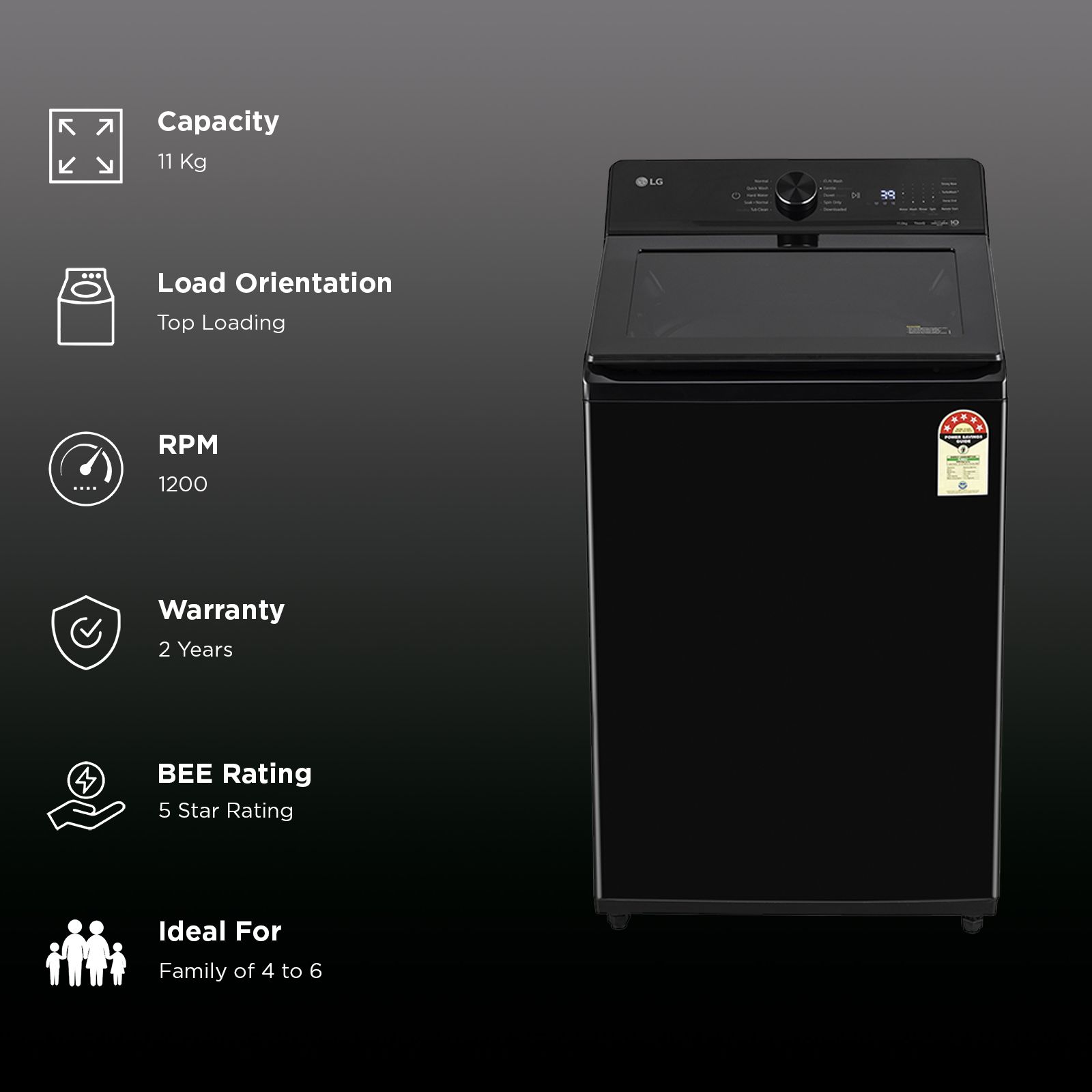LG 11 kg 5 Star Wi-Fi Inverter Fully Automatic Top Load Washing Machine (TX Series, TX311NWO, AI Direct Drive, Onyx Black)_2