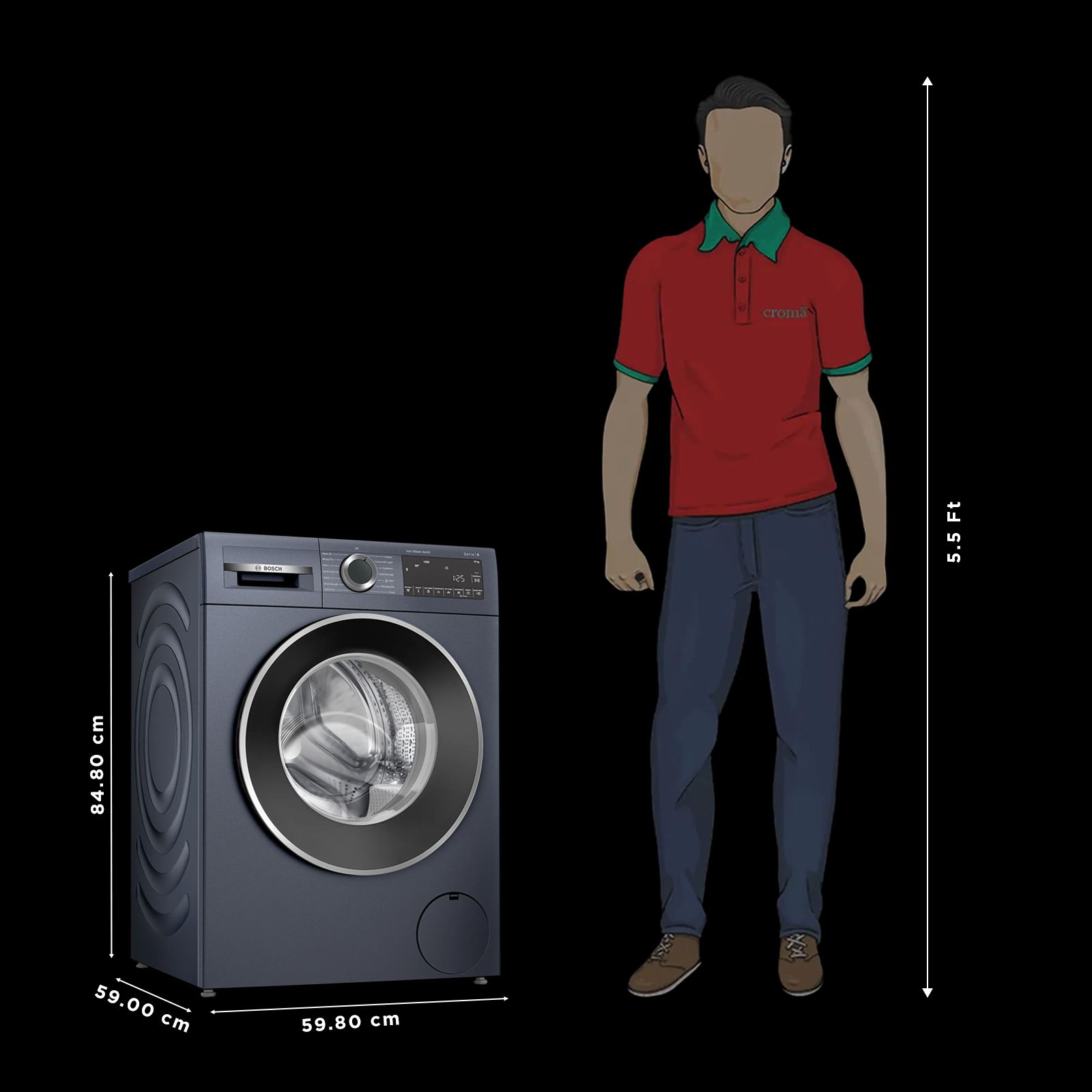 BOSCH 10 kg 5 Star Fully Automatic Front Load Washing Machine (Series 6, WGA254ZPIN, EcoSilence Drive, Dark Lake) BOSCH 10 kg 5 Star Fully Automatic Front Load Washing Machine (Series 6, WGA254ZPIN, EcoSilence Drive, Dark Lake)_3